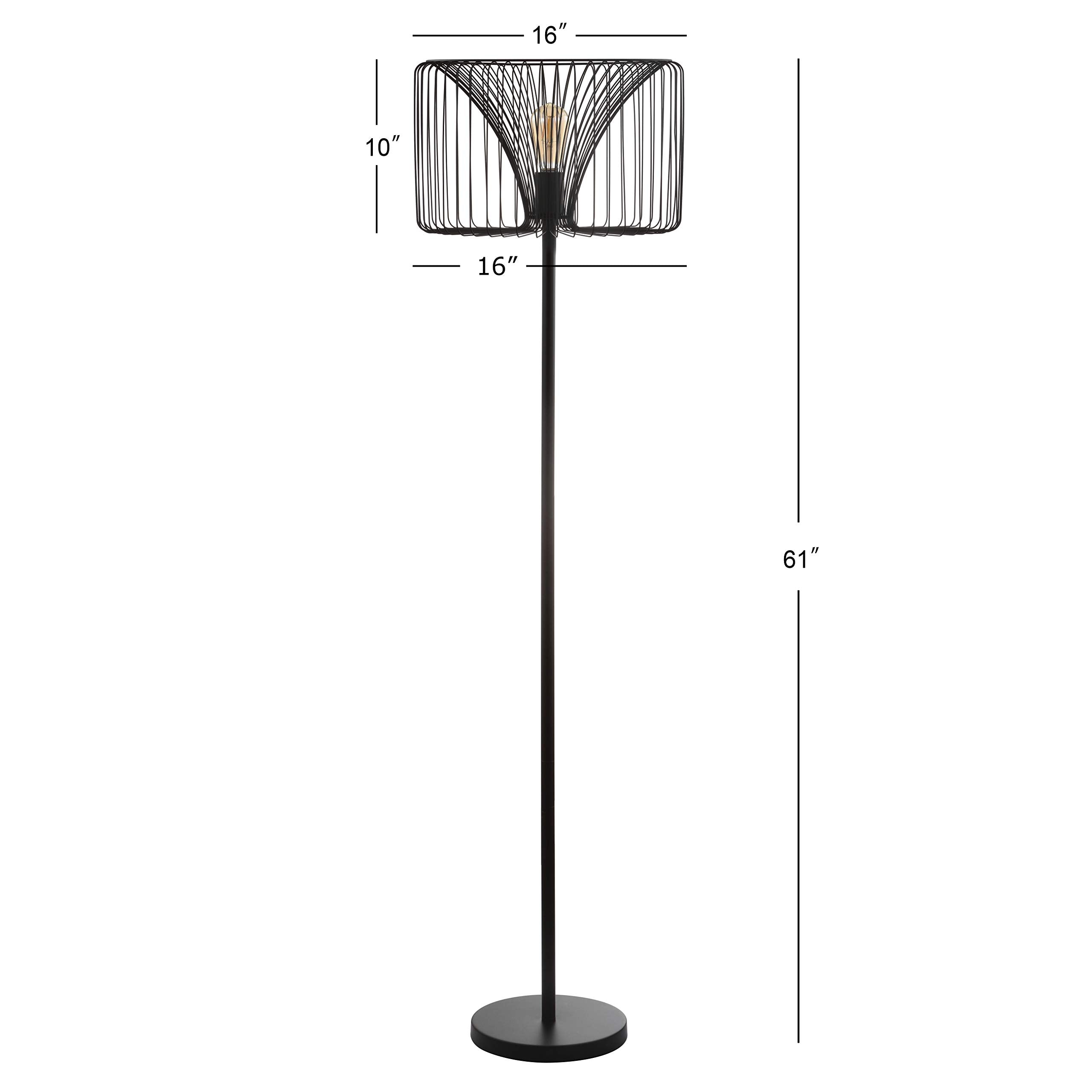 JONATHAN Y Gridley 61in Metal LED Floor Lamp, Contemporary Industrial Style, Black, Model JYL6105A