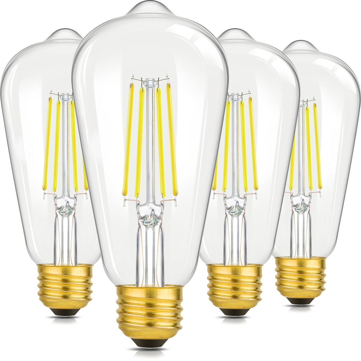 St64 Guide Light 4-Pack Vintage 8W ST64 LED Edison Light Bulbs 100W Equivalent, 1400LM ...