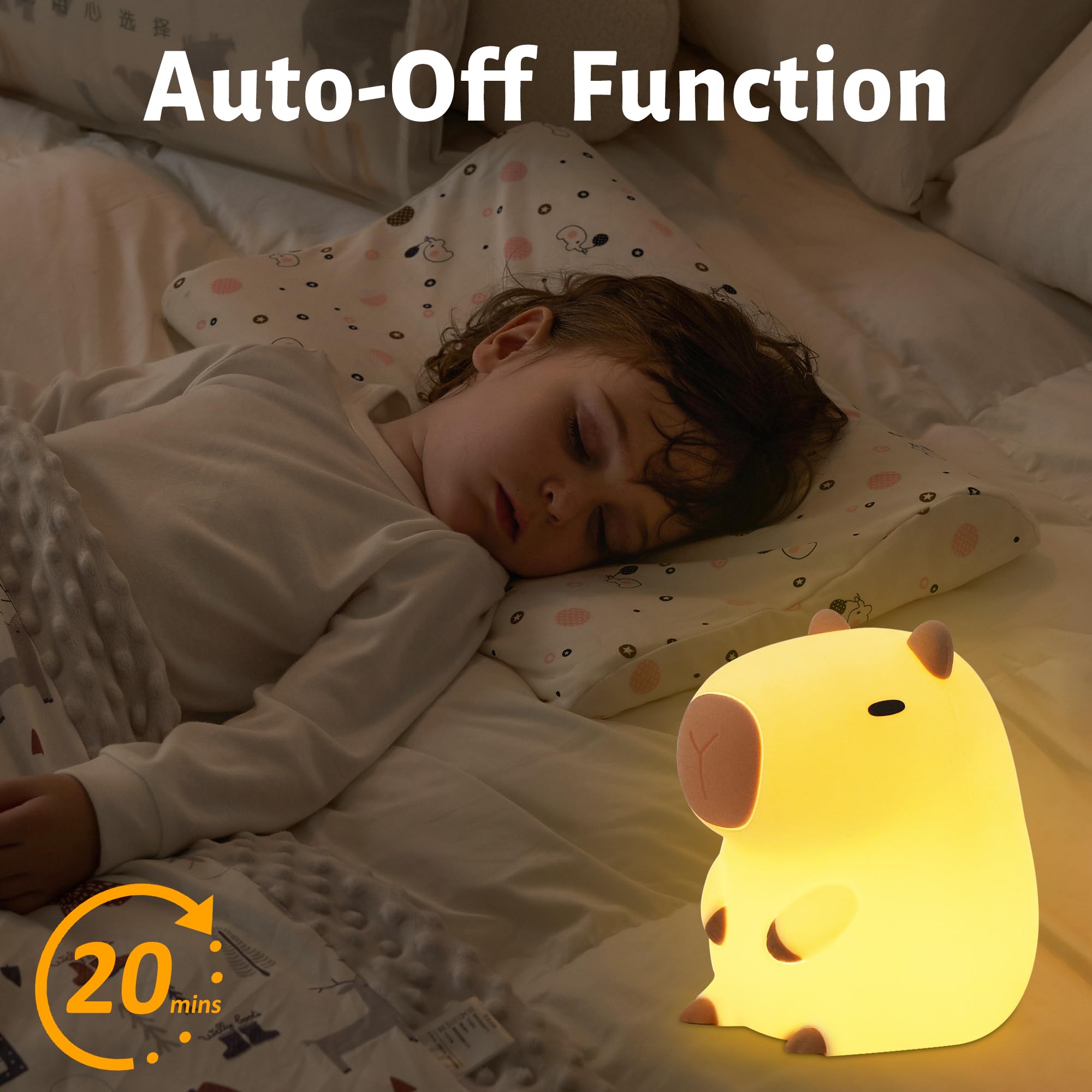 Attivolife Capybara Night Light For Kids, Animal Silicone Night Lamp Usb Rechargeable, Touch Control With Dimmable & Timer, Cute