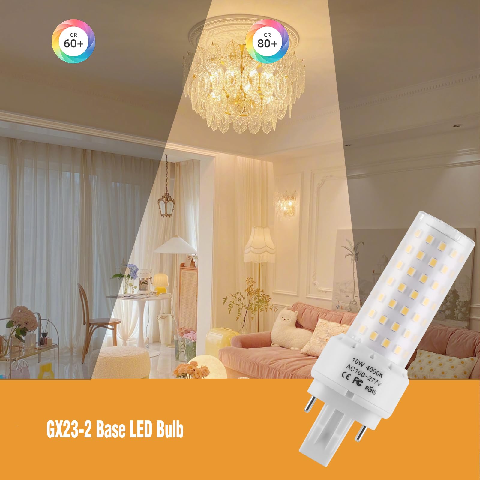 Lidesheng Gx23-2 Base Led Light Bulb Plug And Play,3000K Warm White 2Pin Led Pl Bulb, 13W 18W Cfl Equivalent, Ballast Compatible