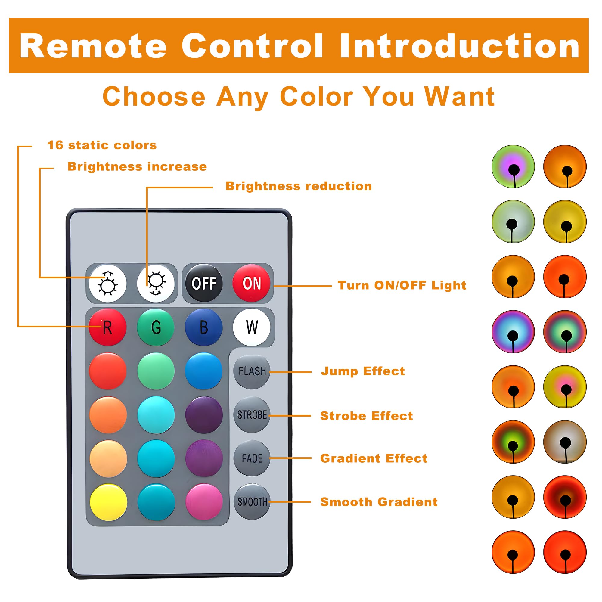 QST EXPRESS Sunset Lamp Projector, Multicolor Changed Night Light with Remote,APP Control, 360Rotation for Party, Bedroom Decor,