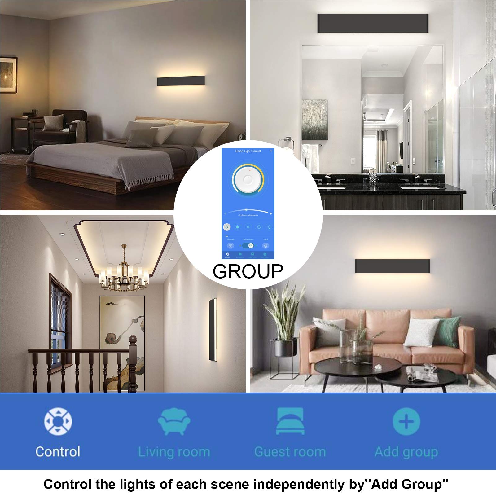 Aipsun 32.6In App & Remote Control Dimmable Modern Black Vanity Light Fixtures Color Temperature Adjustable Led Bathroom Light F