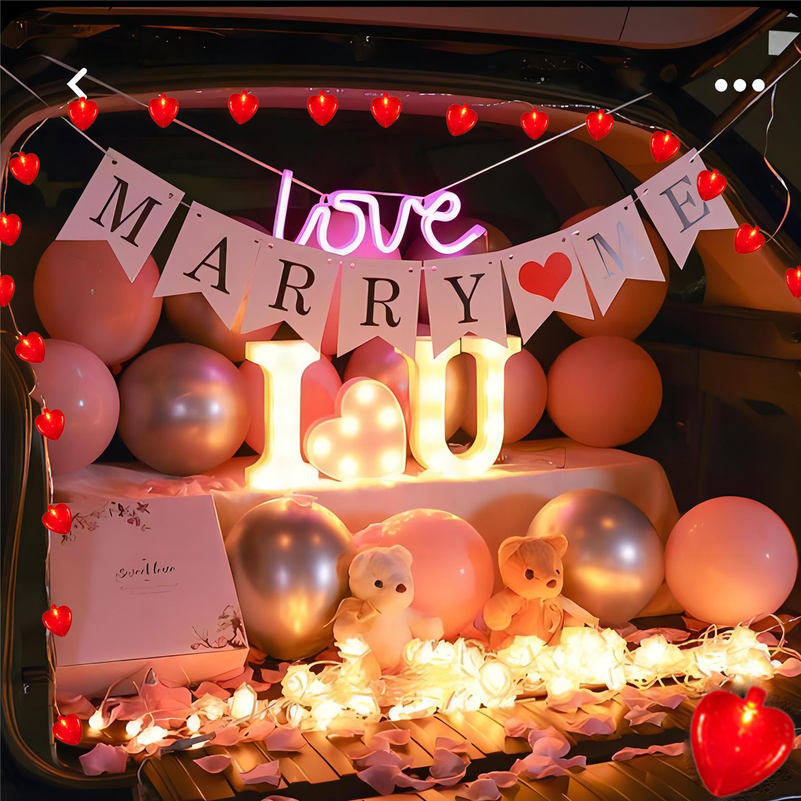 Red Heart Lights,8.5Ft Valentines Day Lights With 10 Red Shiny Glitter Heart Lights, Plug In Heart Lights String For Indoor Party Bedroom Classroom Decorations Anniversary Decor