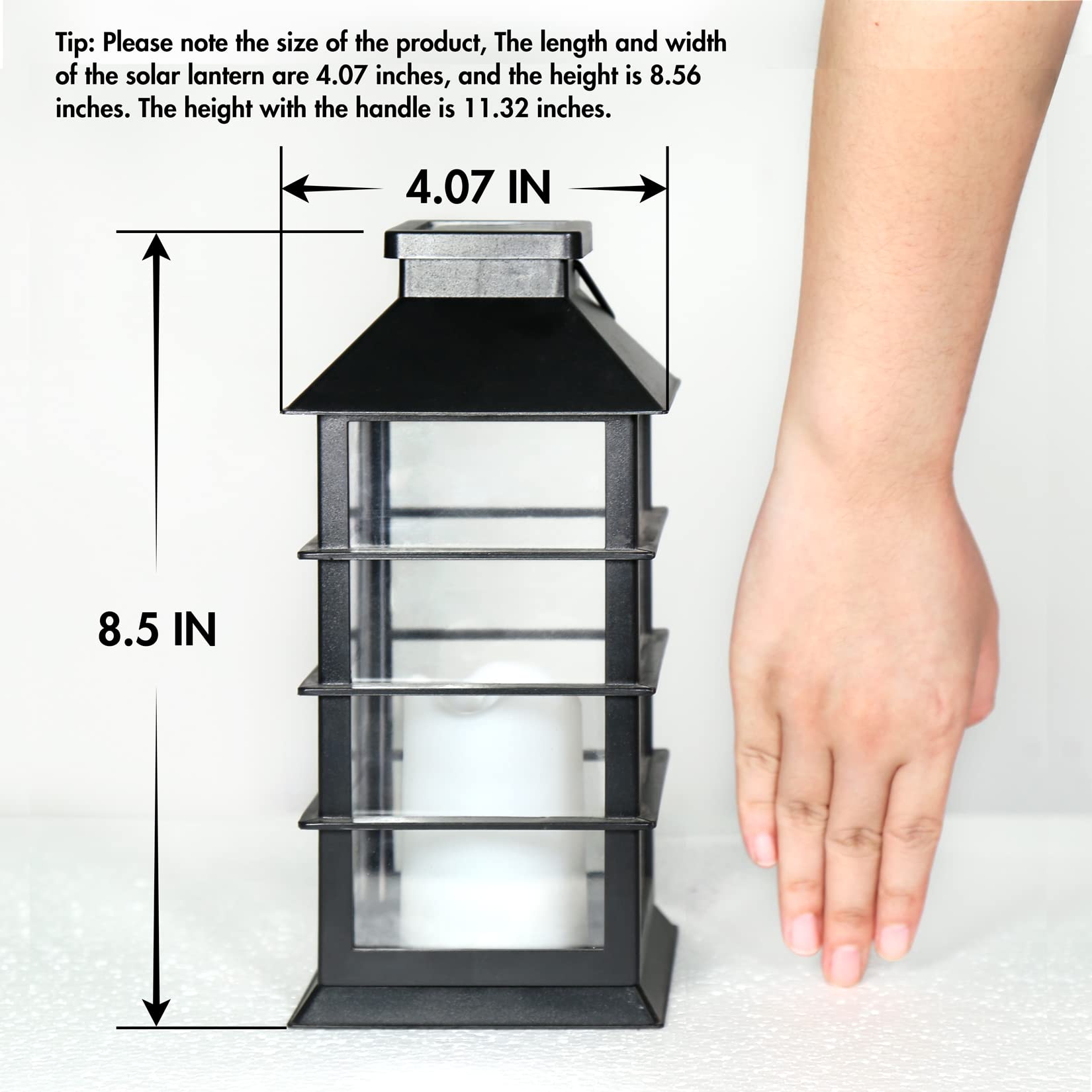 Newvivid 2 Pack Black Solar Powered Led Flickering Flameless Candle Lanterns For Outdoor Decor