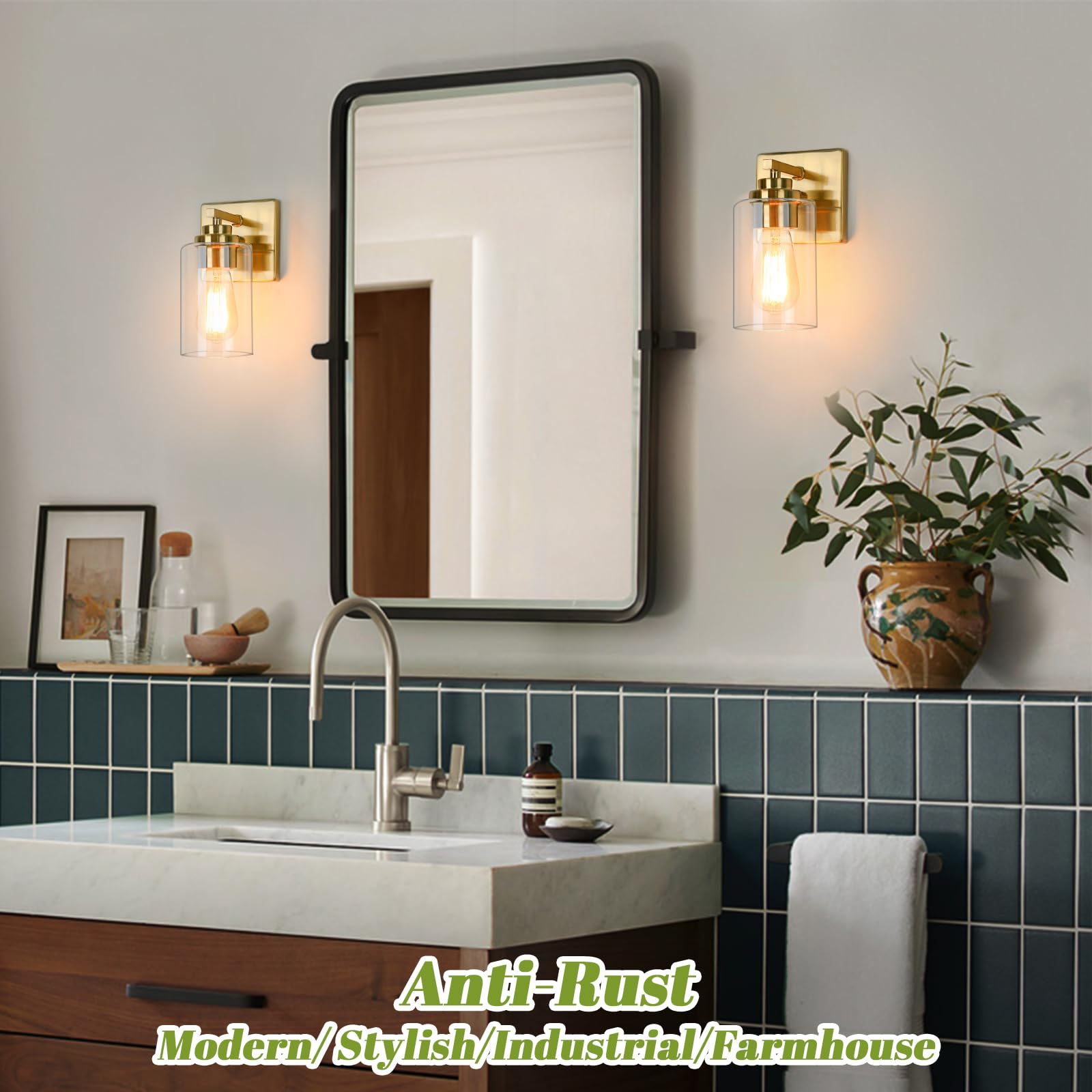 Wall Sconces, Gold Bathroom Light Fixtures, Modern Vanity Lights, Sconces Wall Lighting With Clear Glass, Sconces Wall Decor Set