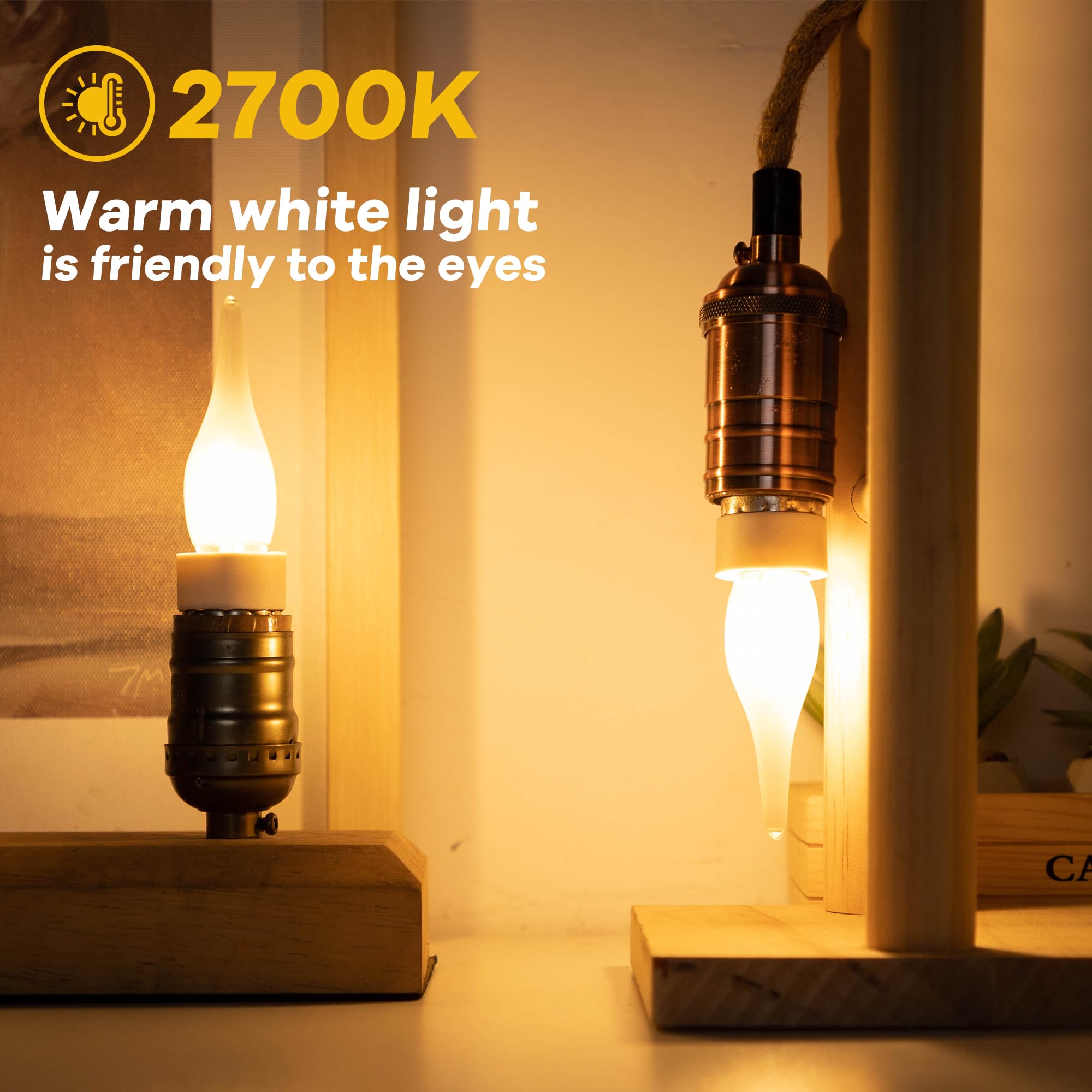 Grensk E12 Led Candelabra Bulbs 1.5W, Low Wattage Night Light Bulbs Equivalent To 15 Watt Candle Bulb,2700K Warm White Flame Tip