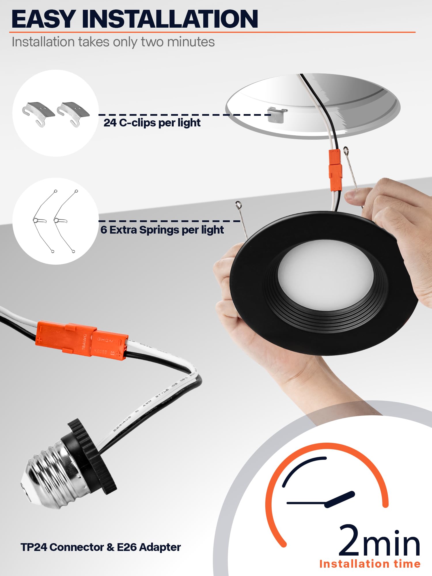 12 Pack 5/6 Inch Black Led Can Lights Retrofit Recessed Lighting, 5Cct 6 Inch Recessed Lights Selectable 2700K-6000K Dimmable, 1