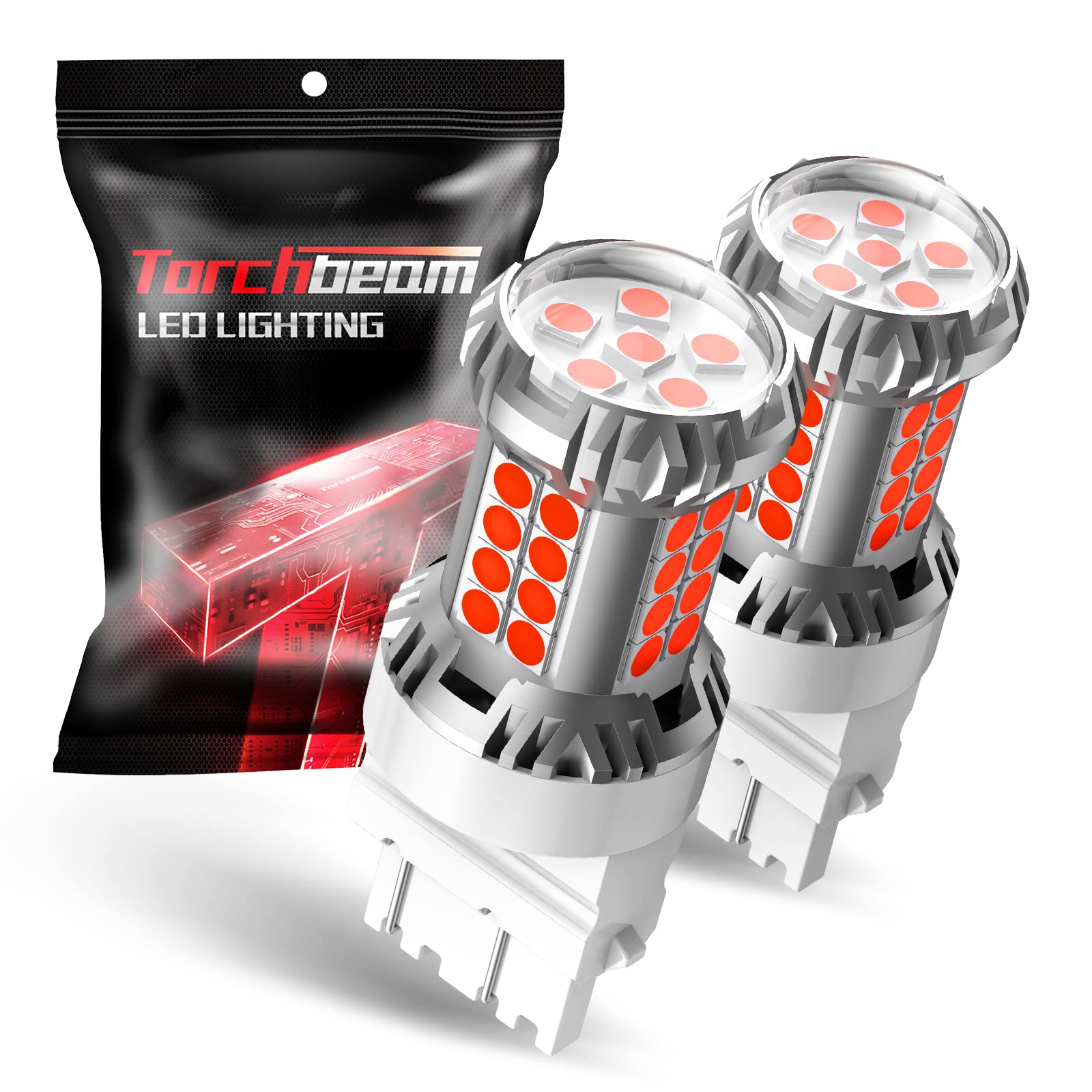 Torchbeam 3157 3156 Led Bulb Tail Brake Lights Red 600% Brighter, 3056 3057 4057 4157 3457 Brake Stop High Mount Stop Tail Taill