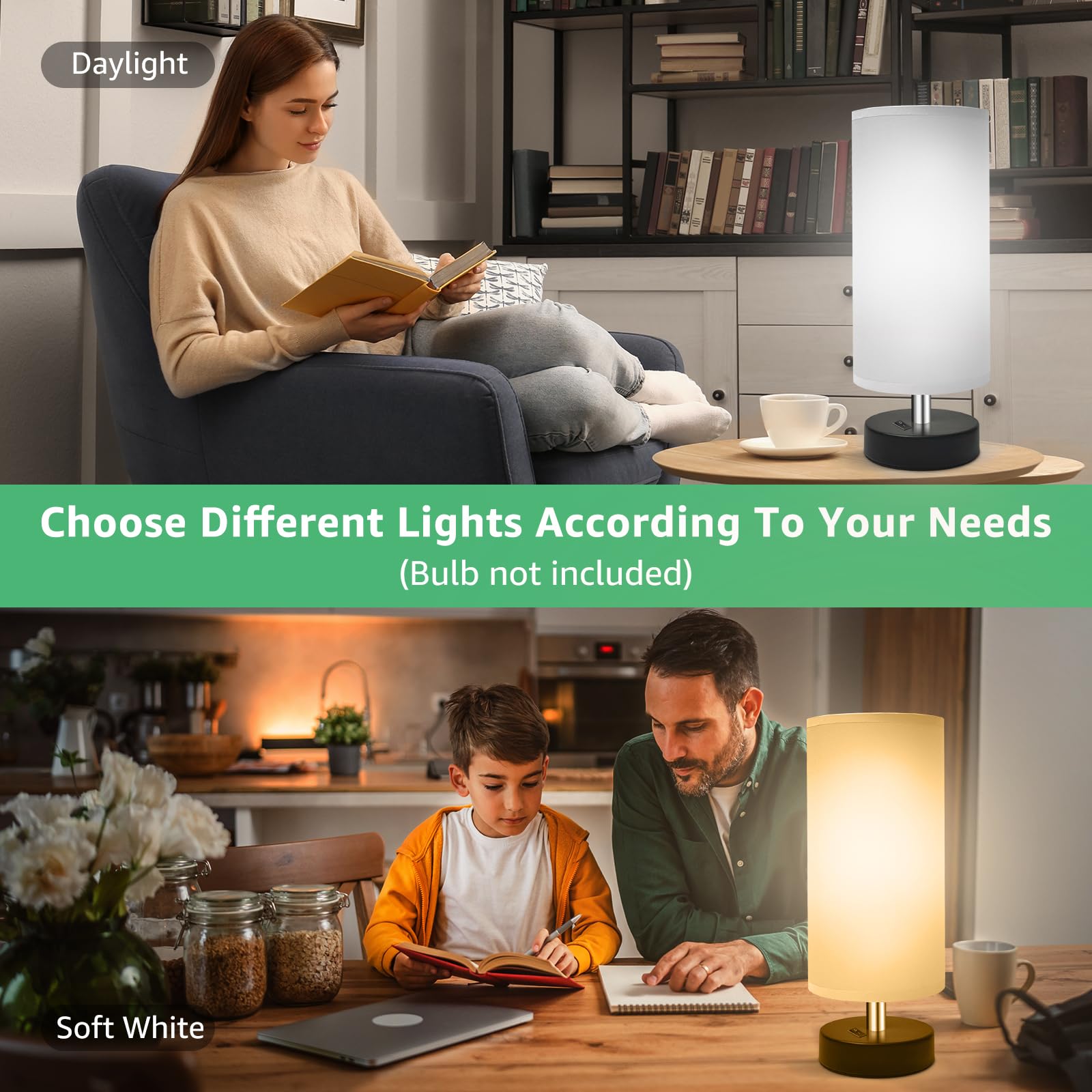 Degnju Small Lamp For Bedroom, Bedside Lamps For Night Stands, Mini Minimalist Table Lamp With Round Gray Fabric Shade, 11.4 Inc