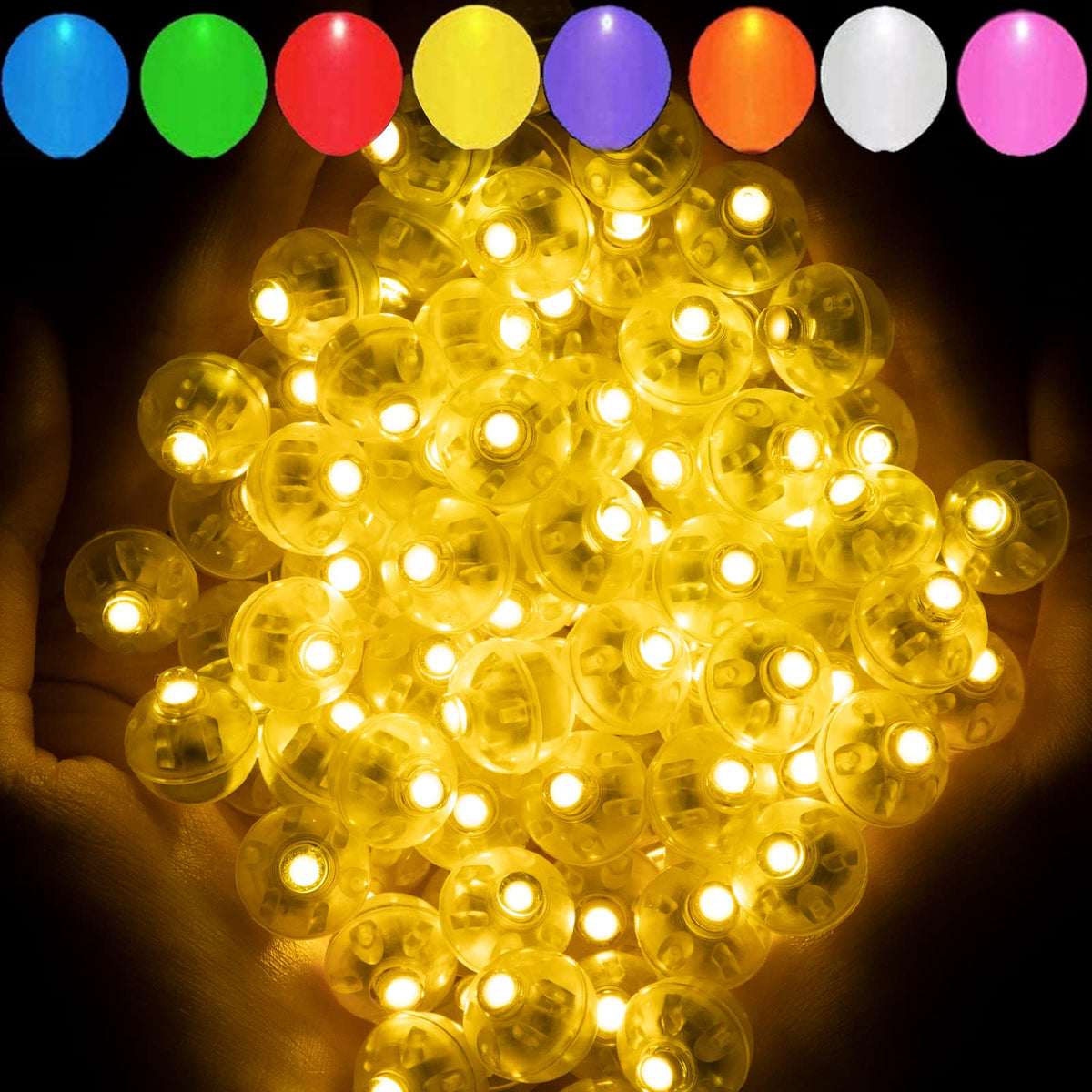Aogist 50Pcs Yellow Balloon Lights,Long Standby Time Waterproof Mini Light,Battery Powered,Round Led Ball Lamp For Latex Balloon