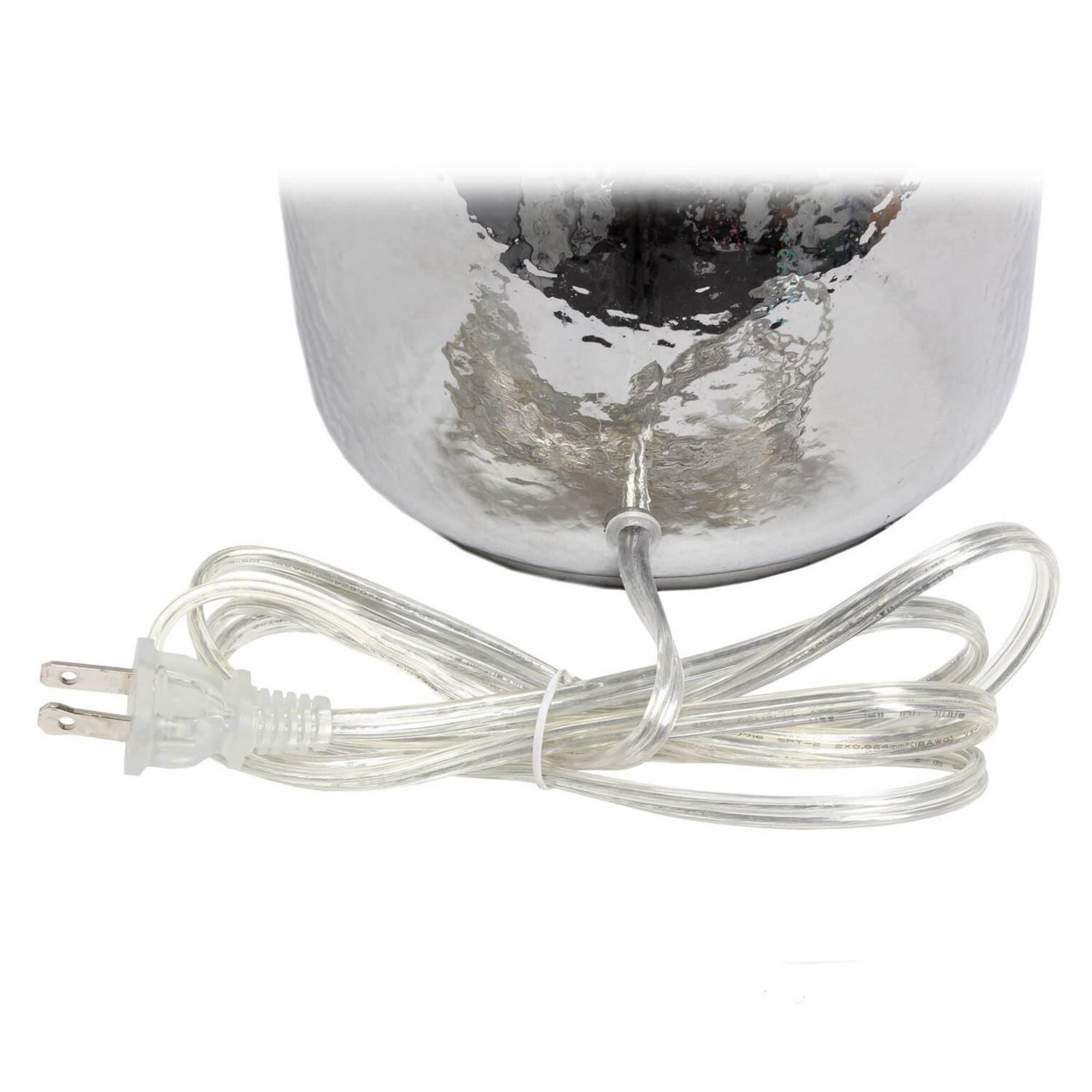 Lalia Home Contemporary Metallic Gray Hammered Glass Jar Table Lamp With Grey Linen Shade