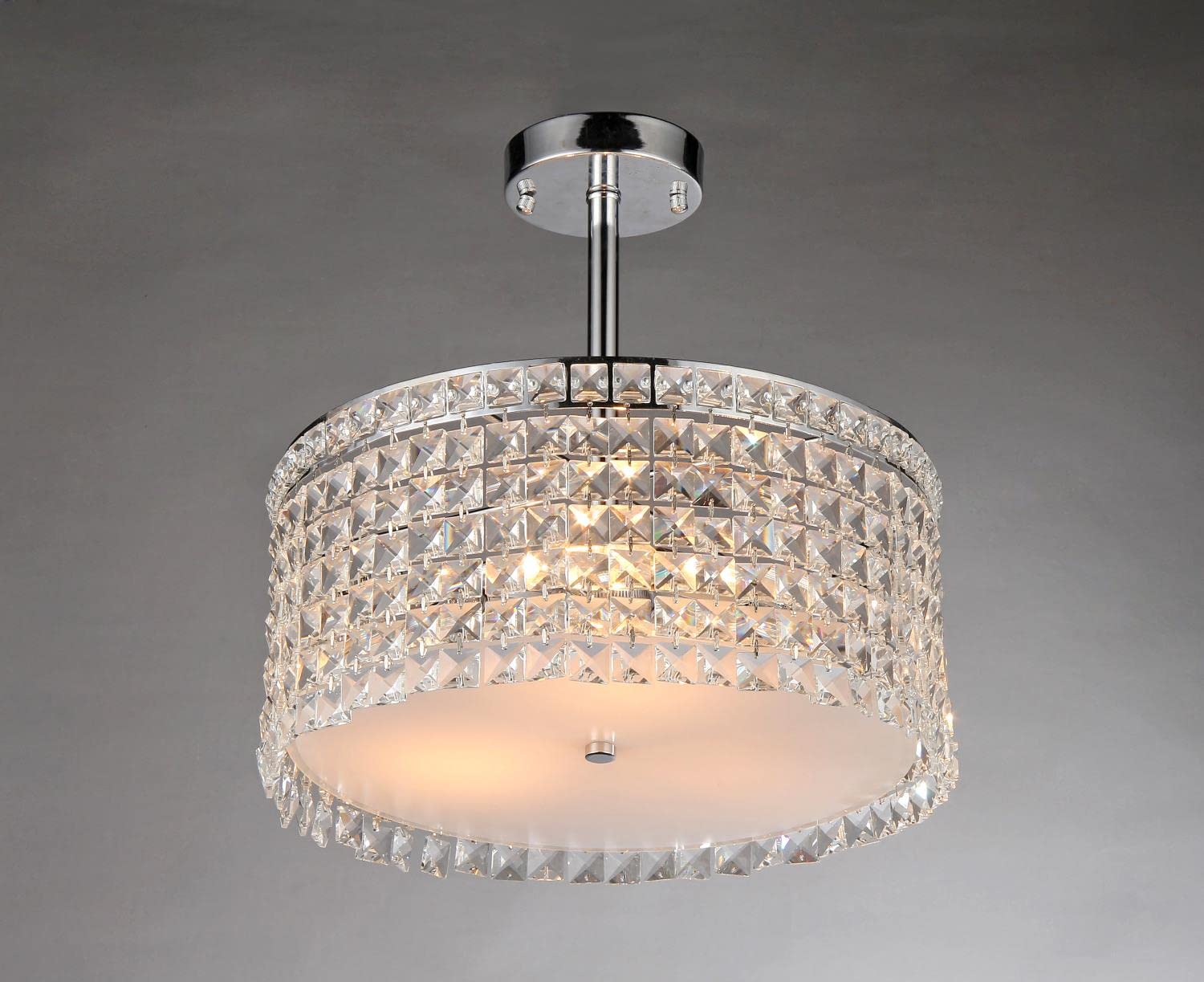 Whse of Tiffany Chandelier X9118, Chrome Metal, 8inL x 16inW x 18inH, Crystal Accents
