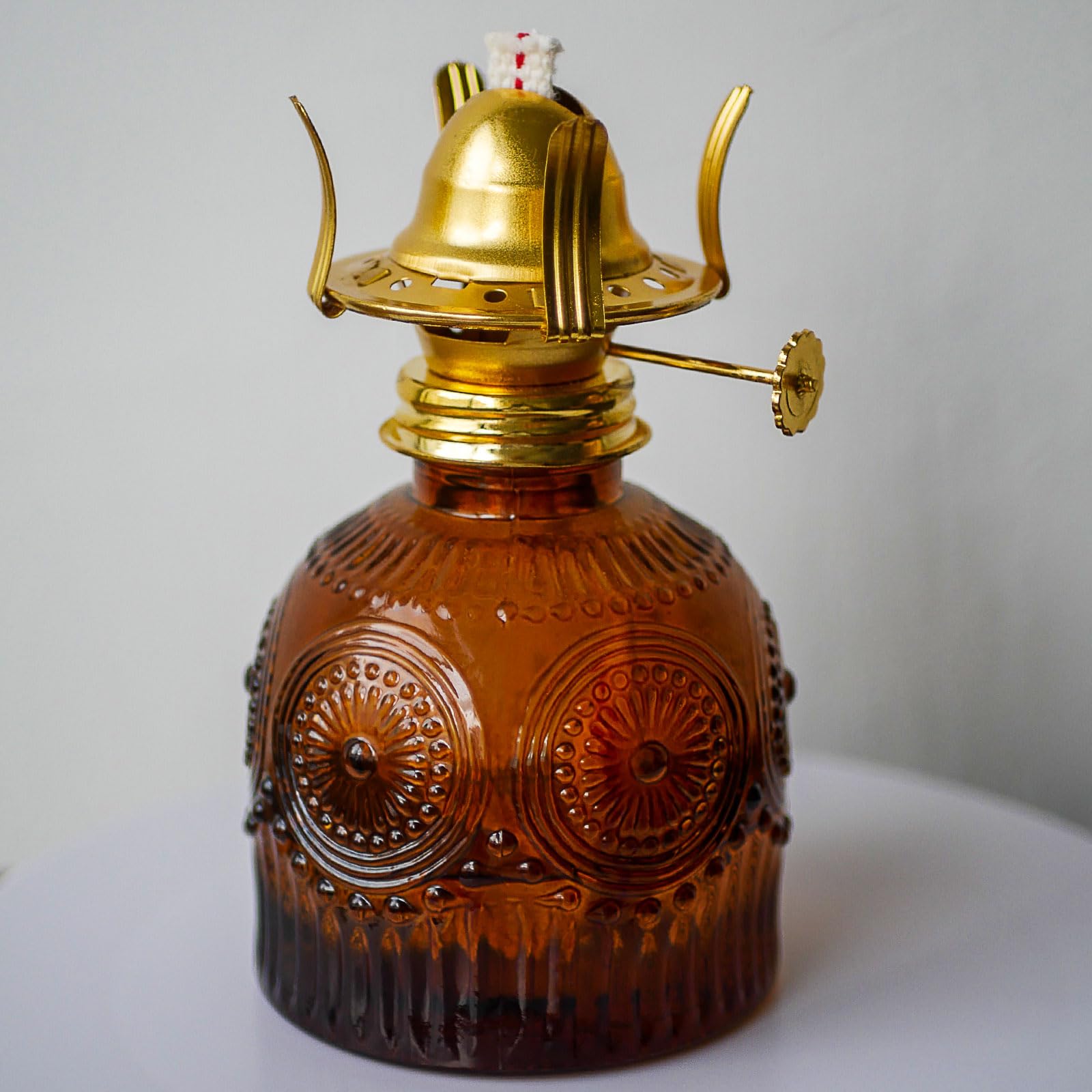 GXFCCYXT 2 Pieces Oil Lamps for Indoor Use Brown Vintage Glass Clear Kerosene Lamp Indoor Decorative Hurricane Lamp Oil Lantern