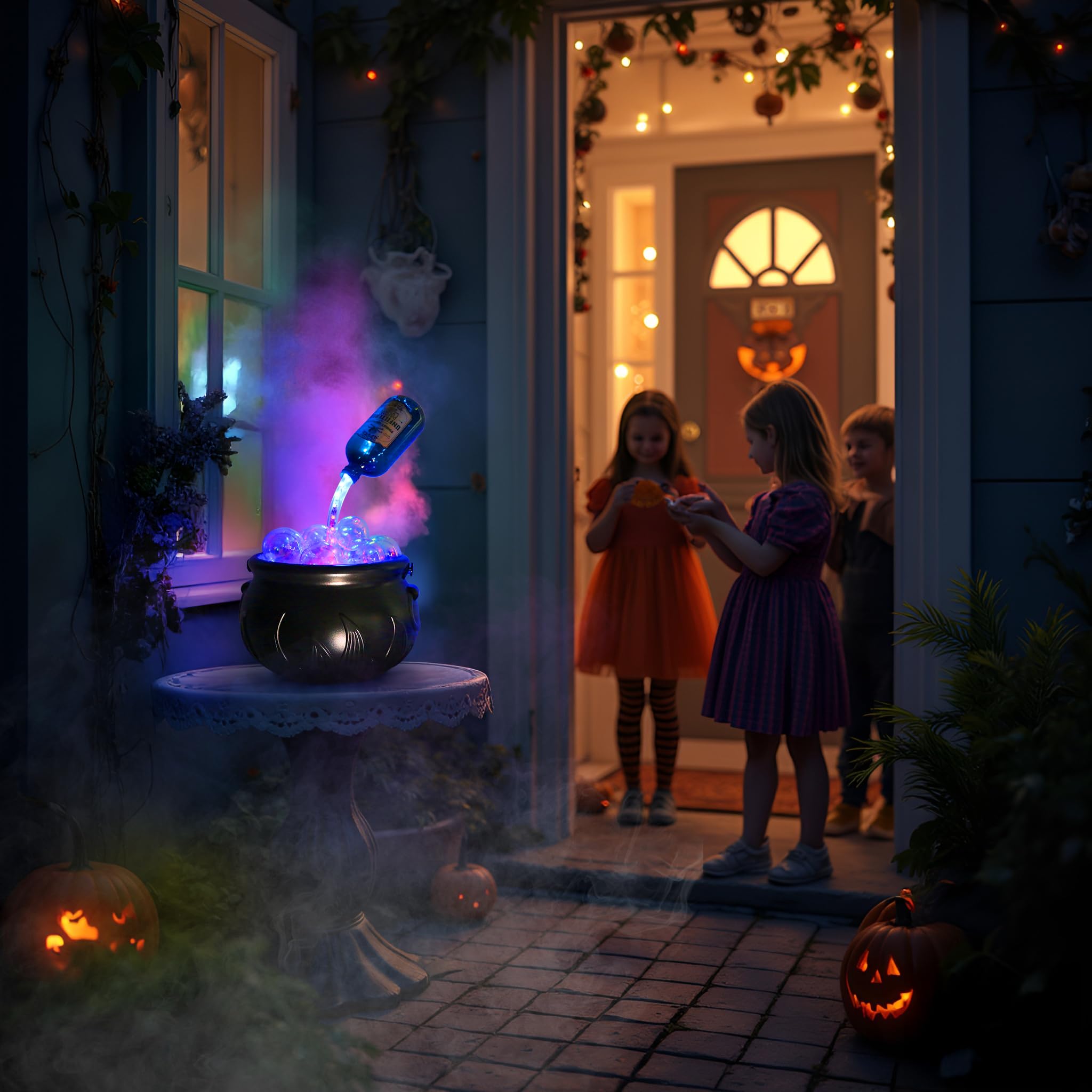 MCJC LED Cauldron Potion Bottle Light, 5 Modes, 4 Colors, Black Indoor DIY Halloween Decoration