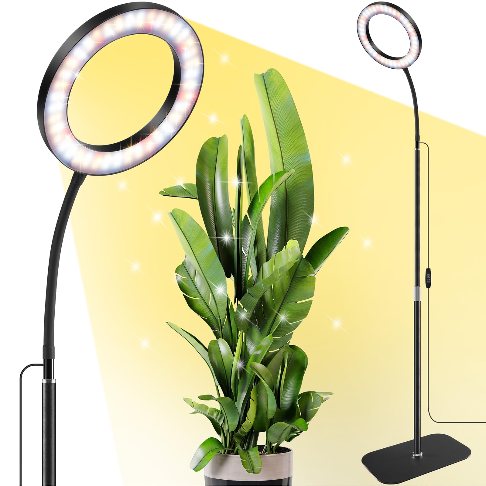 Lpmzmbl One Head Grow Lights For Indoor Plant Full Spectrum, Plant Lights For Indoor Growing With 3/9/12 Timer, 5 Dimmable Level