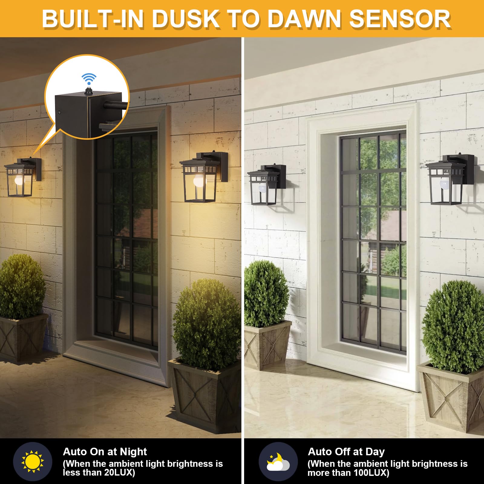Fandbo Dusk To Dawn Porch Light With Gfci Outlet, Waterproof Aluminum, Bulb Included, Oil-Rubbed Bronze