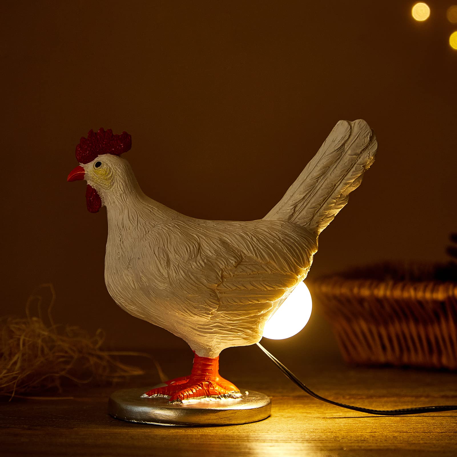Oriamde Chicken Egg Lamp Funny Lifelike Resin Night Light - The Chicken Lays A Glowing Egg Gift Home Decoration (Bronze)