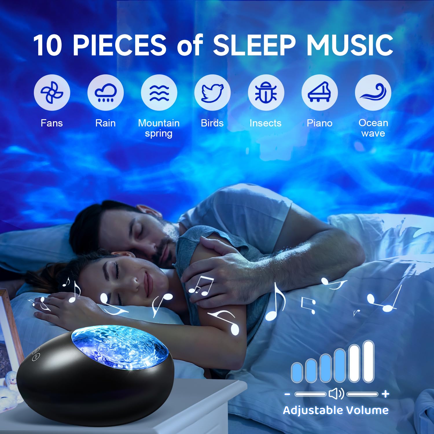 One Fire Gifts Box Galaxy Projector Light With 10 White Noise & Bluetooth Music, Remote Timer Galaxy Lights For Bedroom, Room De