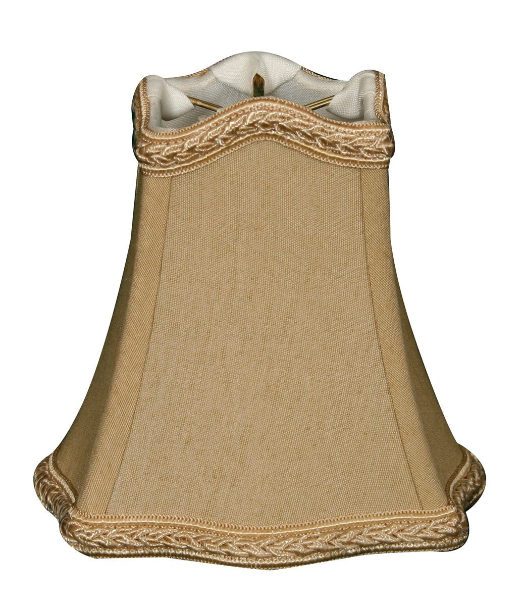 Royal Designs, Inc. CS-508AGL Fancy Square Bell Chandelier Shade with Decorative Trim, 2.5 x 5 x 4.5, Antique Gold