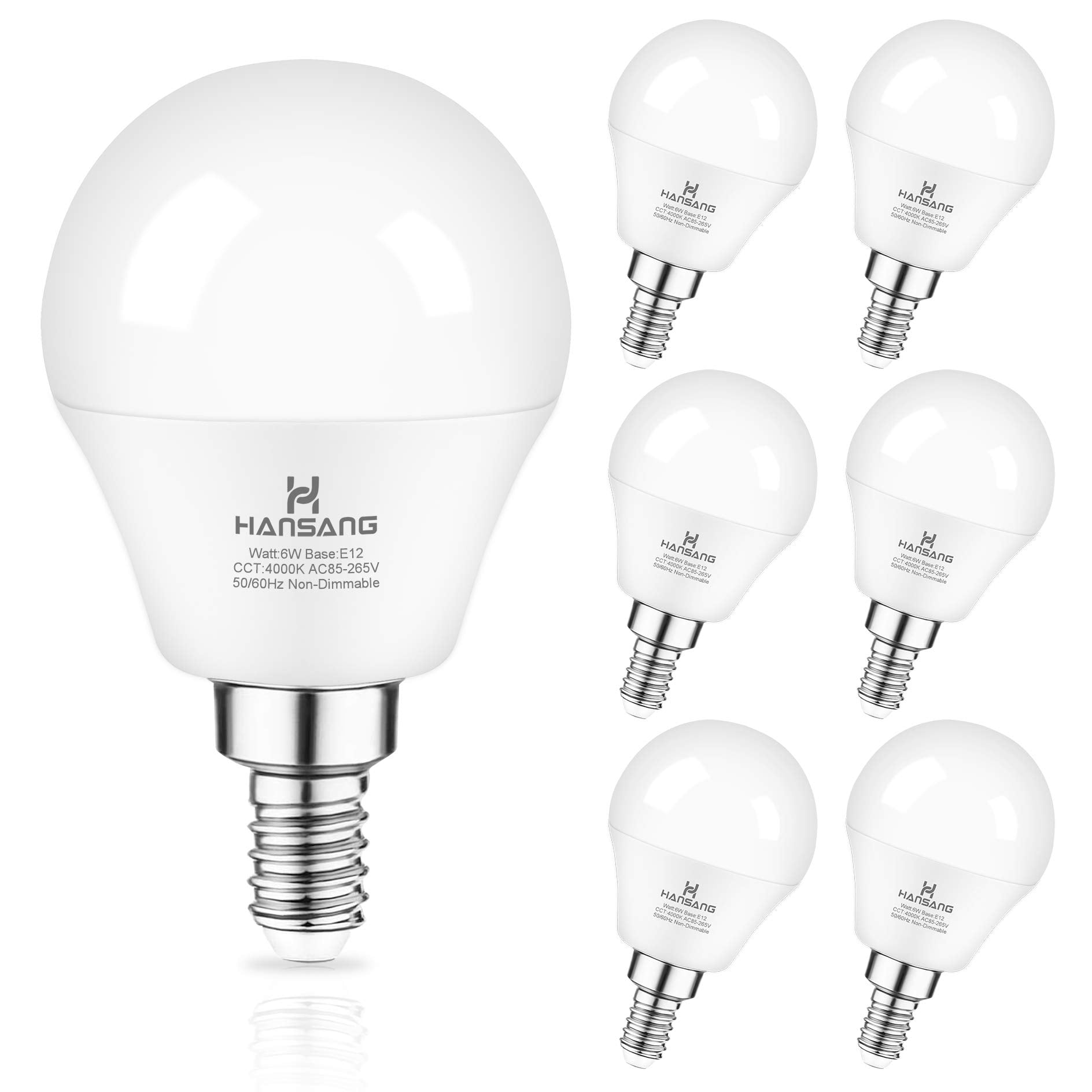 Ceiling Fan Light Bulb E12 Led Bulb 4000K Natural Daylight Candelabra Led Bulb 60 Watt Equivalent Hansang Chandelier Light Bulbs
