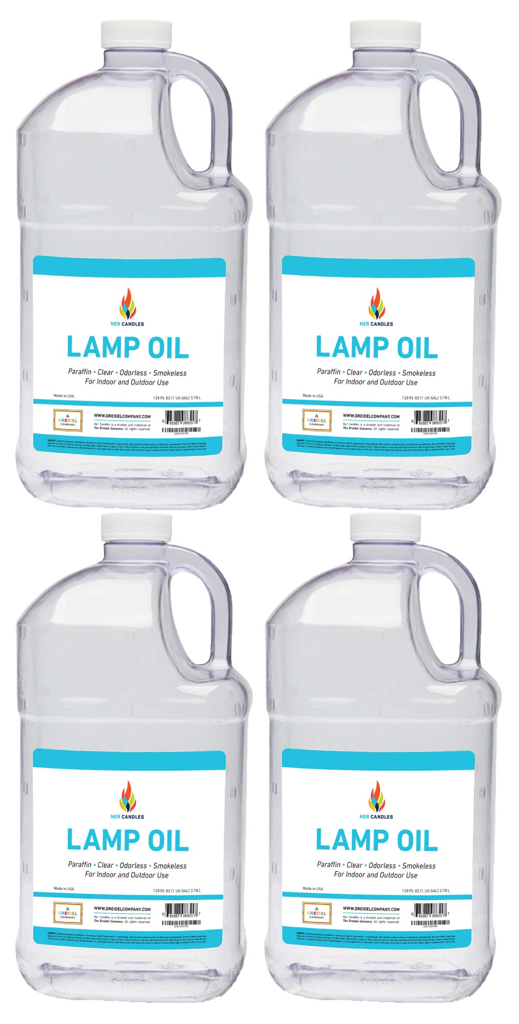 The Dreidel Company Liquid Paraffin Lamp Oil, Smokeless & Odorless, 1 Gallon, Clear, 2 Pack, Model TDC-PLO
