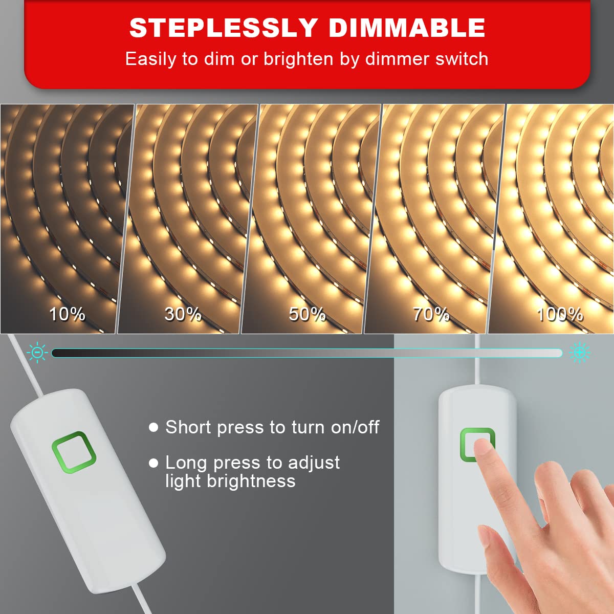 My Beauty Light Led Strip Lights Warm White, 16.4Ft Dimmable Led Light Strip,12V Flexible Led Rope Lights Kits For Kitchen Cabin