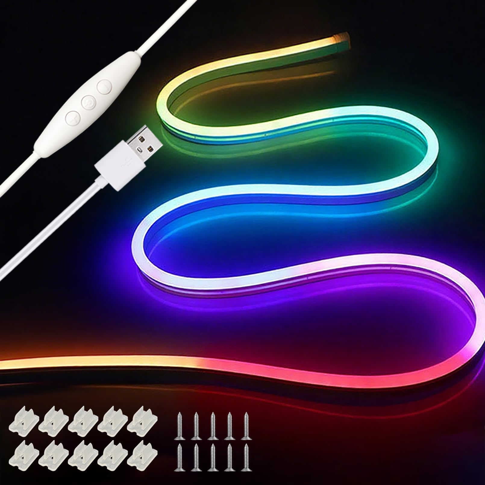 Zslaifu Usb Led Light Strip  16.4Ft 5V Rgb Led Strip Lights  Dimmable Mirror Led Lights Strip  Usb Light For Bedroom  Cabinet  Kitchen  Diy Lighting (Power Adapter Not Included)