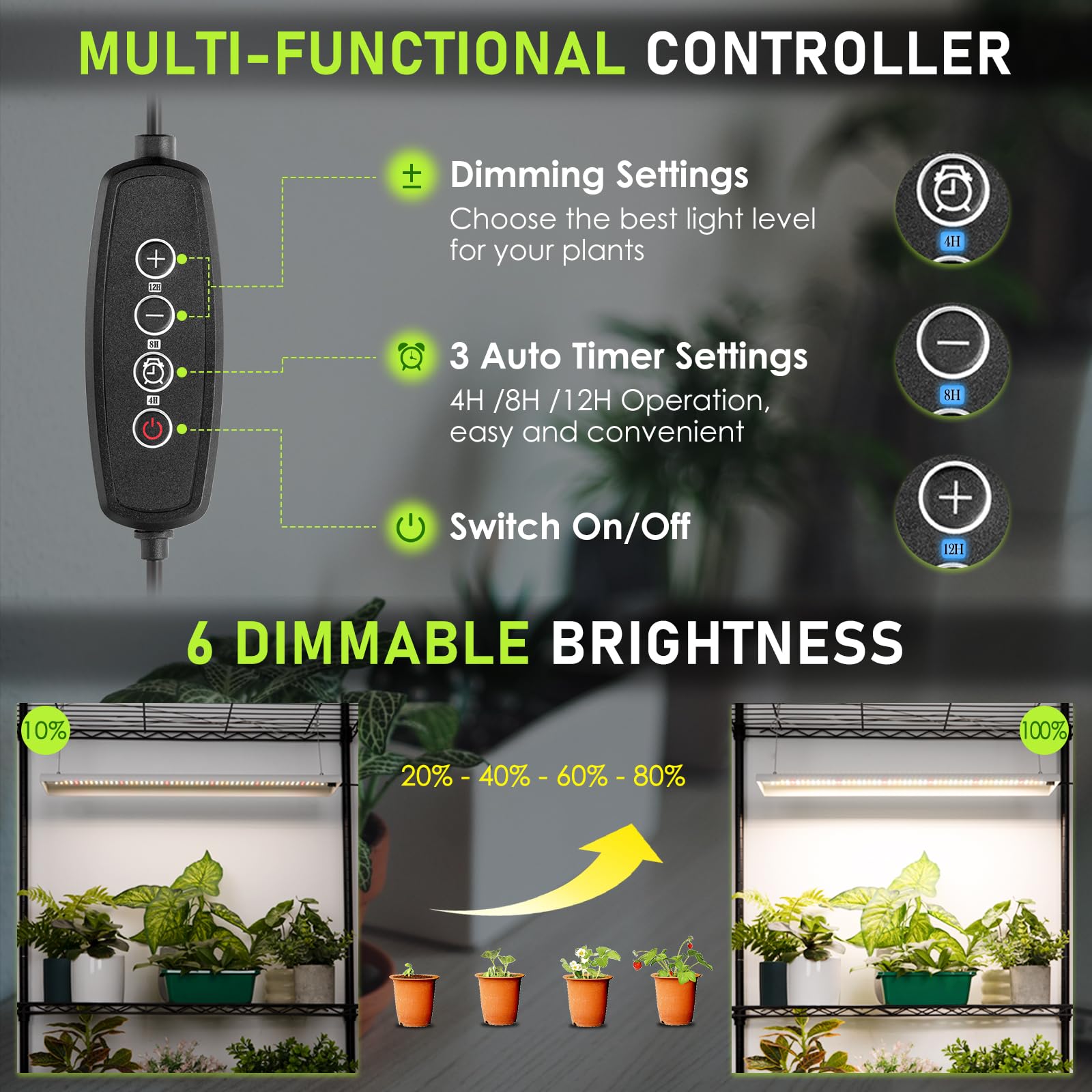 Foxgarden 2025 Upgrade Led Grow Light Full Spectrum, 2Ft Plant Growing Lamp For Indoor Plants, 208 Leds Hanging Plant Light With