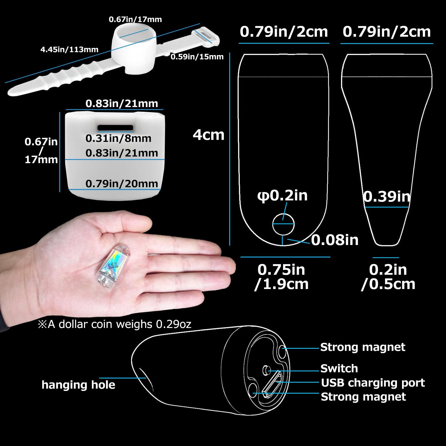 DOKeep USB Mini LED Lantern 2 Pack - Waterproof EDC Flashlight - Type-C Rechargeable - White Luminous+Red - Model GD2