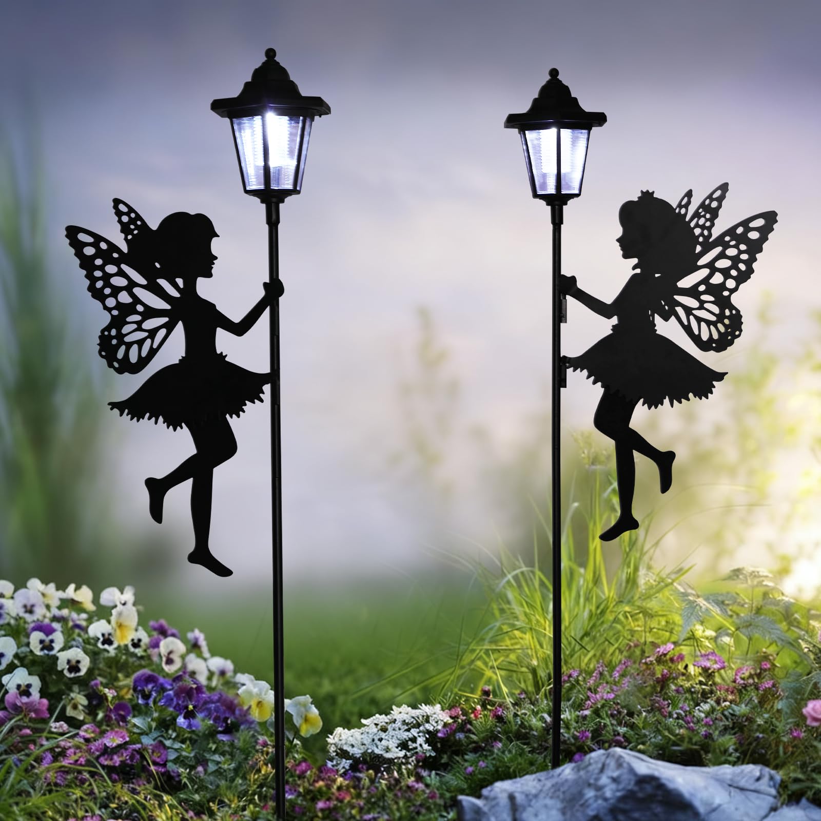ZKLiLi Fairy Solar Garden Light,Outdoor Garden Fairy Decor Waterproof Large Hanging Lantern Decorations for Patio Yard Porch Law