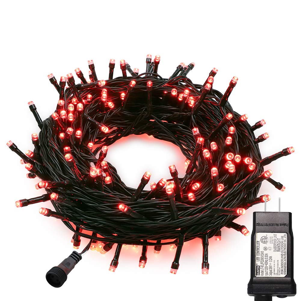 Hopolon 33Ft 100 Leds Halloween String Lights, Waterproof Fairy Lights, Green Wire, 30V Ul Plug, 100L Red For Indoor Outdoor Decoration