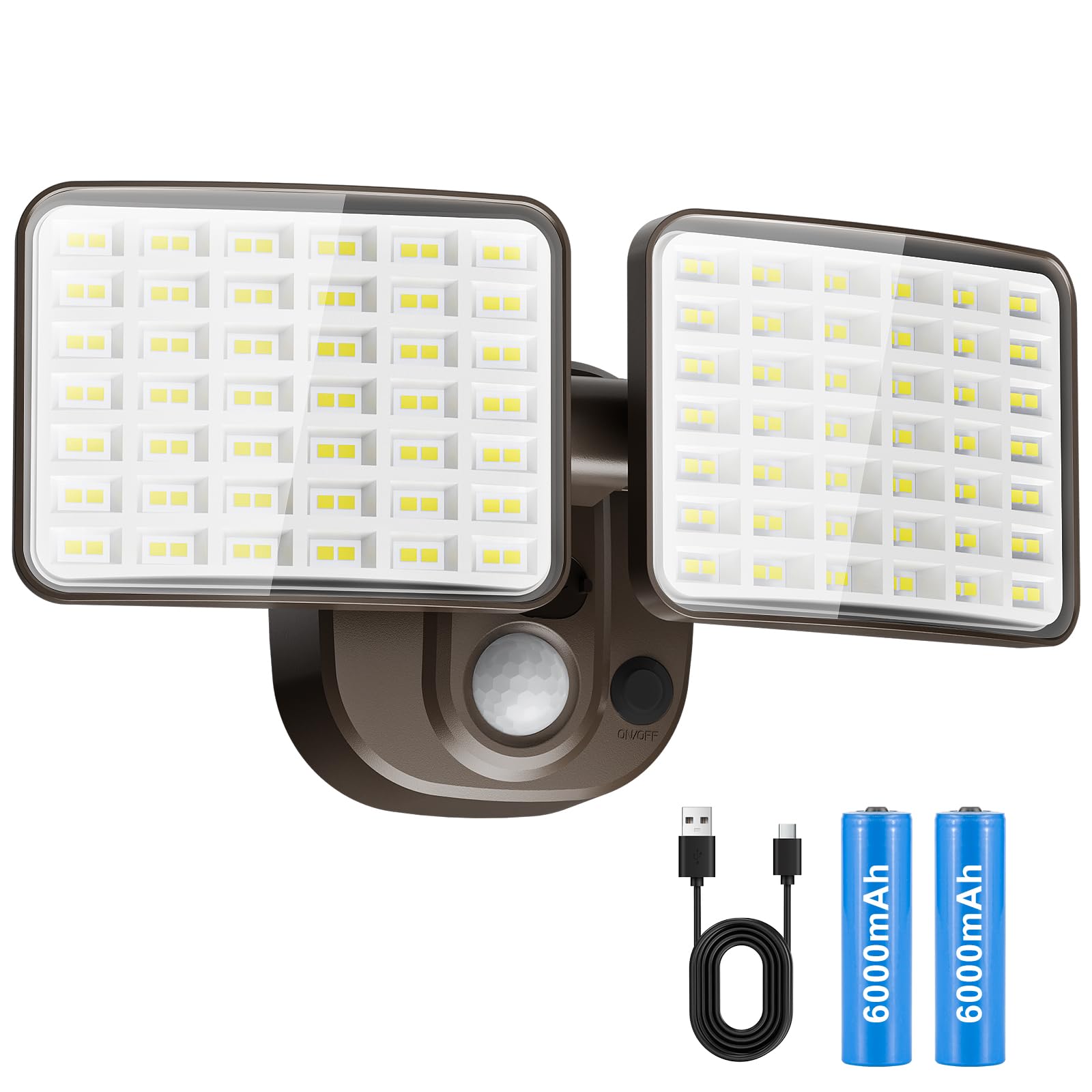 YTKIH Rechargeable Motion Sensor Light 2500LM/4000LM USB Charging LED Flood Light 1 Pack Brown Model SLF08168