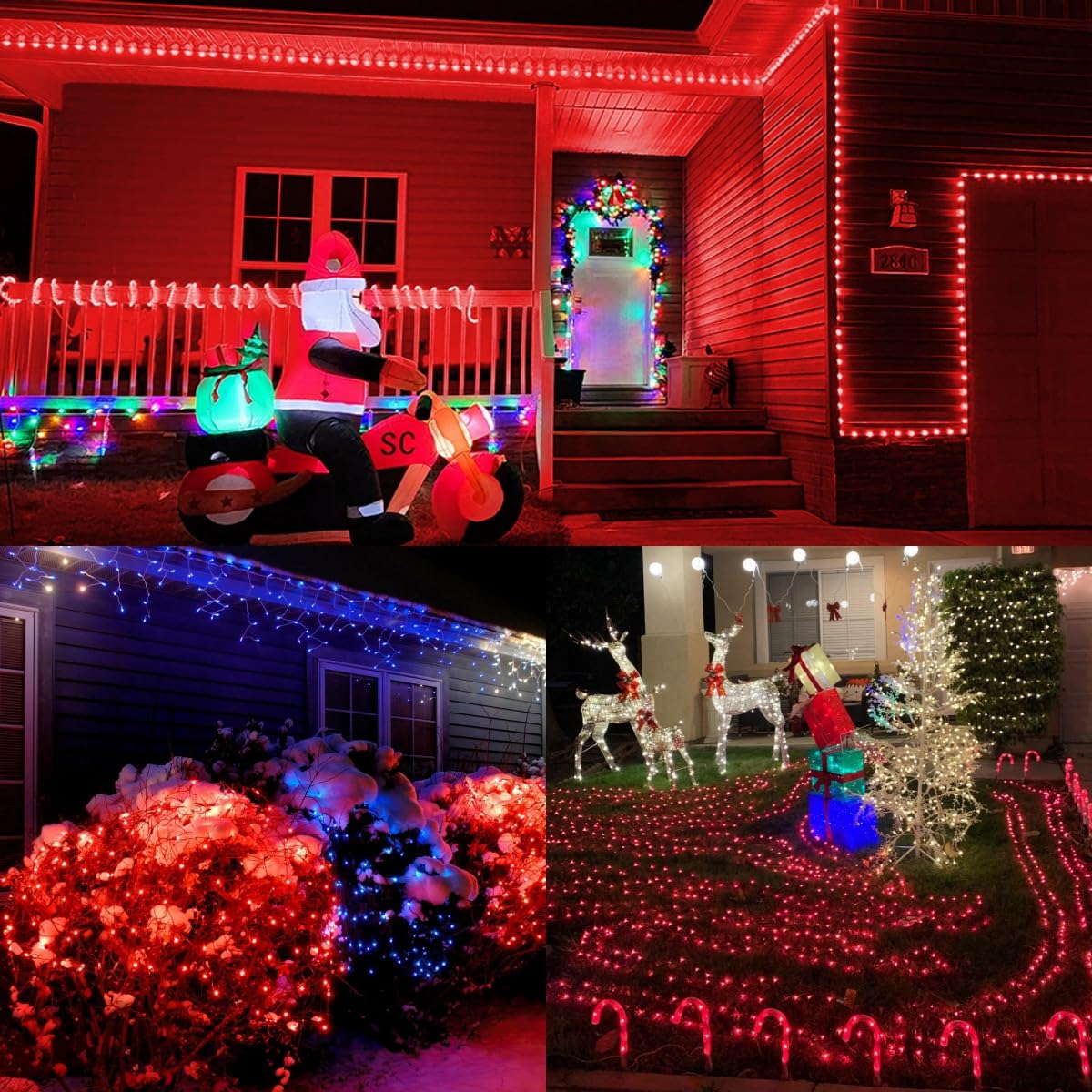 Yeguo 165Ft 500 Led Red Christmas Lights Outdoor, Green Wire String Lights Indoor, Twinkle Tree Lights Plug In With Memory Timer