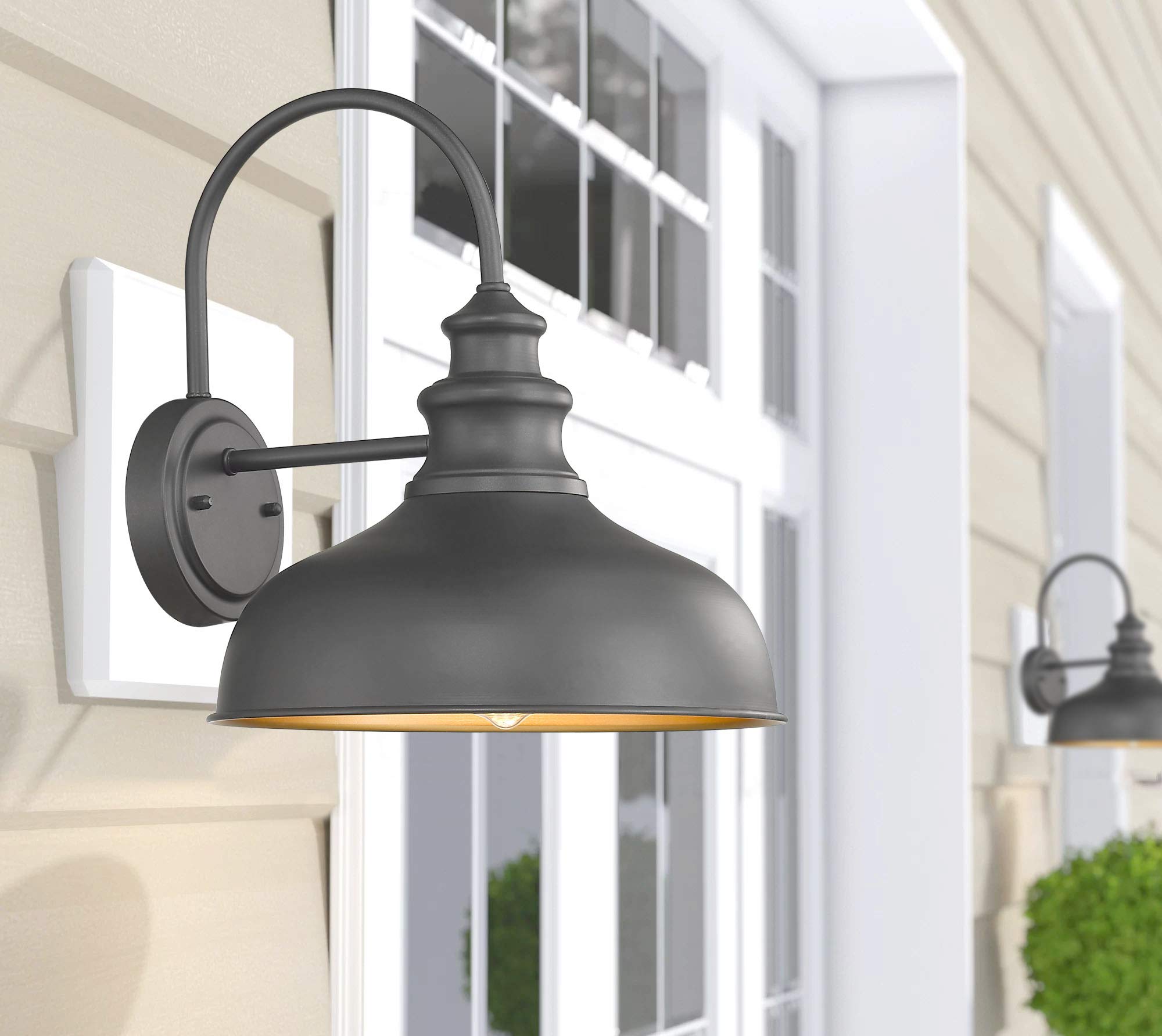 Bestshared Outdoor Wall Sconce - Vintage Black Metal Barn Light, 11.4" Industrial Fixture for Porch, Entryway, Garage