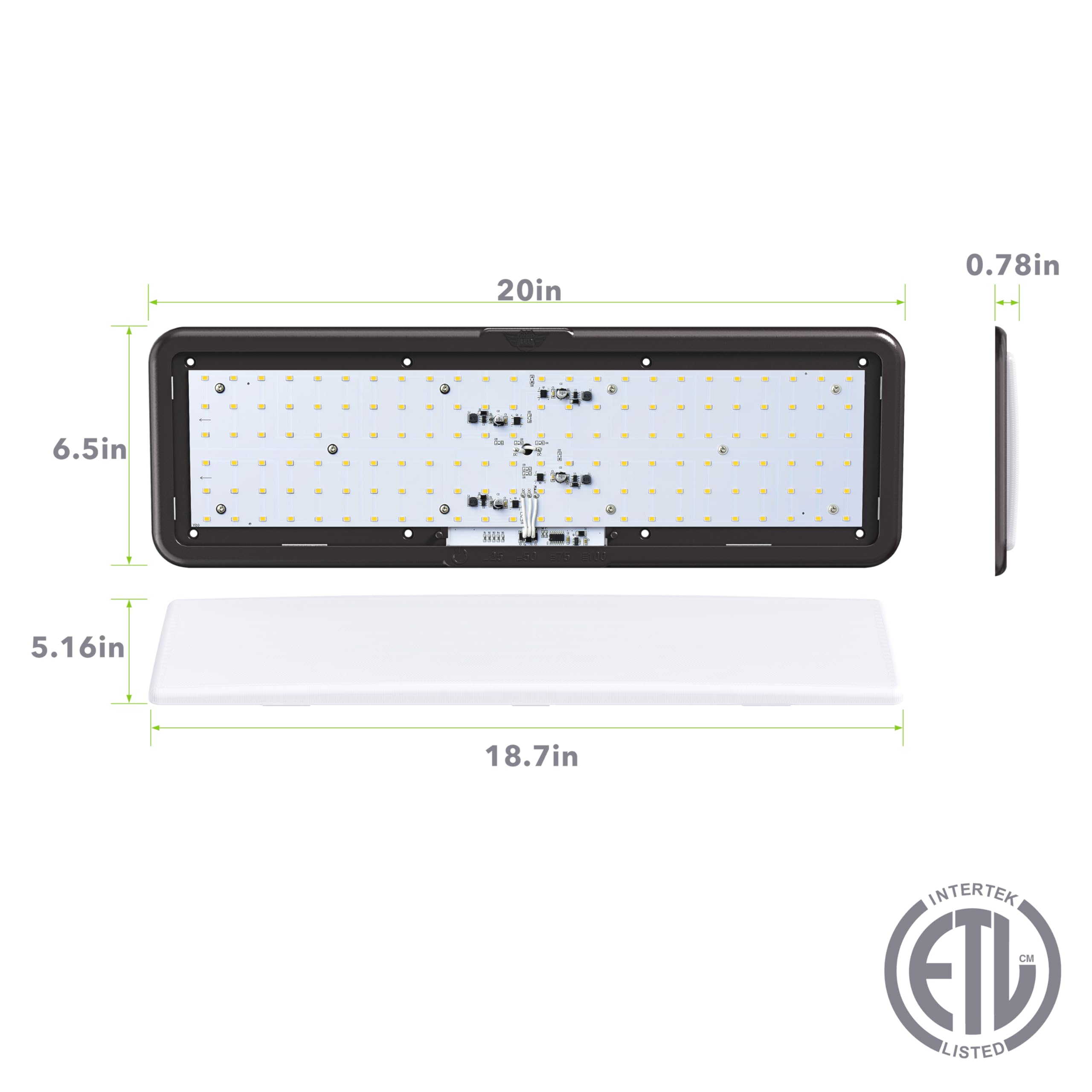 Leisure LED 20" RV Ceiling Light Fixture - 1450 Lumen Touch Dimmer, 4-Pack, Natural White 4000-4500K, Burnt Bronze, DC 12