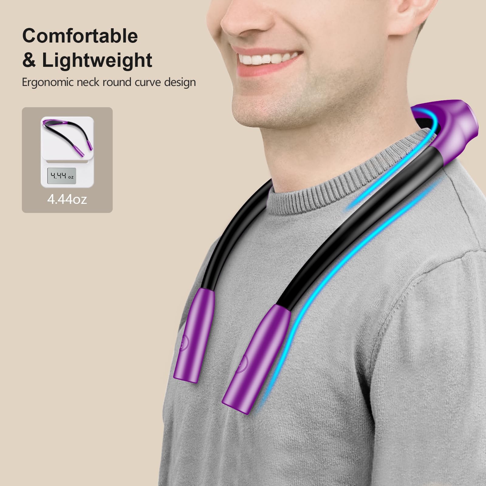 Gritin LED Neck Reading Light - Dimmable, 80+ Hrs Runtime, Silicone, Dark Purple, Model G1337