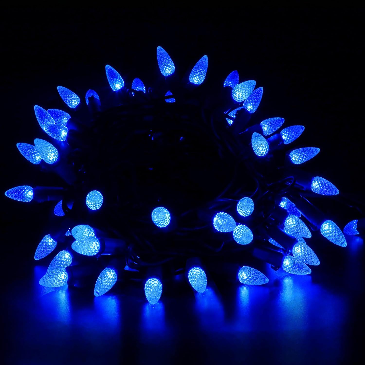 FOMOMDI C3 Outdoor Christmas Lights, 50 LED, 18Ft String Lights, Commercial Grade, Blue-50LED