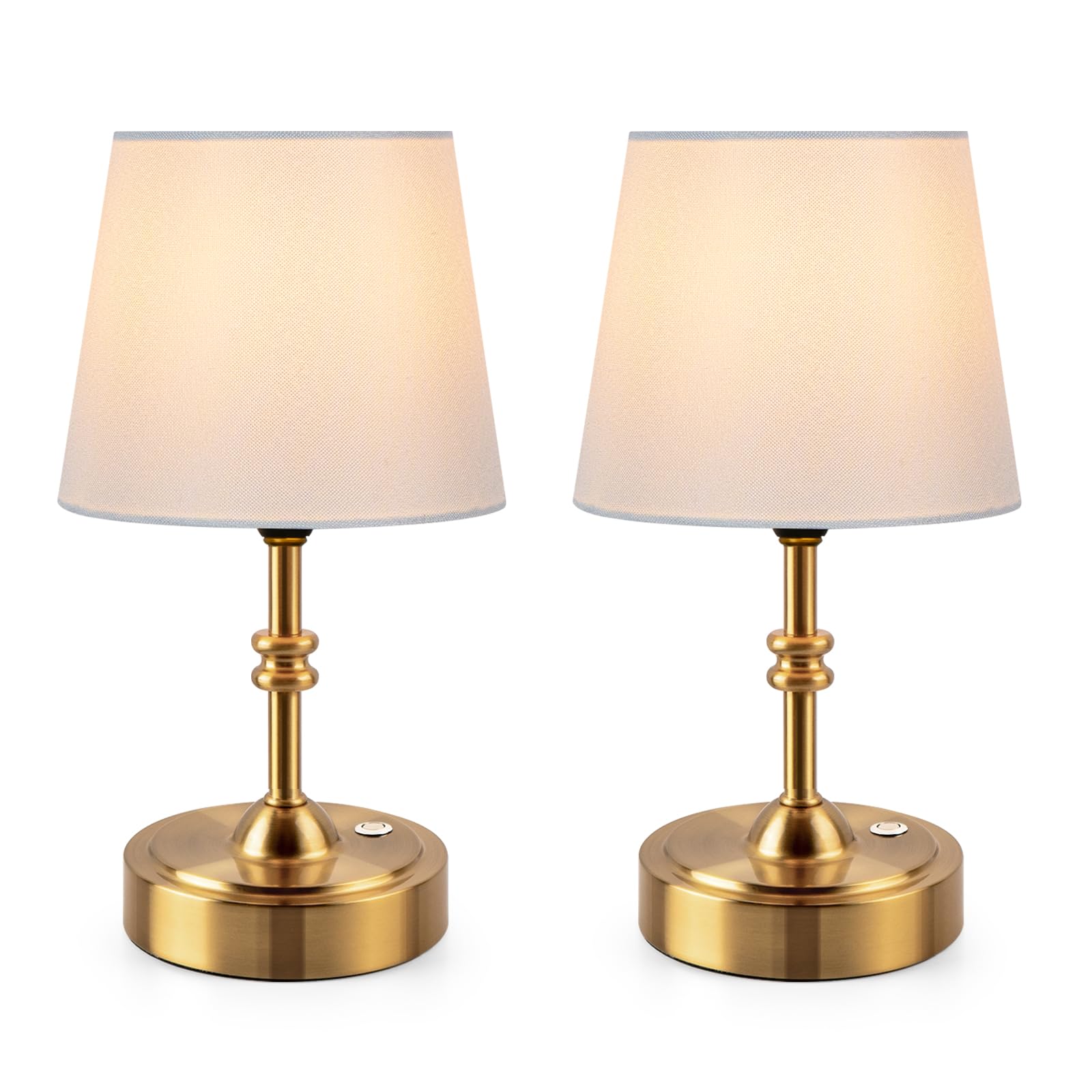 Onewish 2 Pack Small Cordless Lamps, Battery Operated Table Lamp Dimmable, 4000Mah Rechargeable, Touch Bedside Lamp With White F