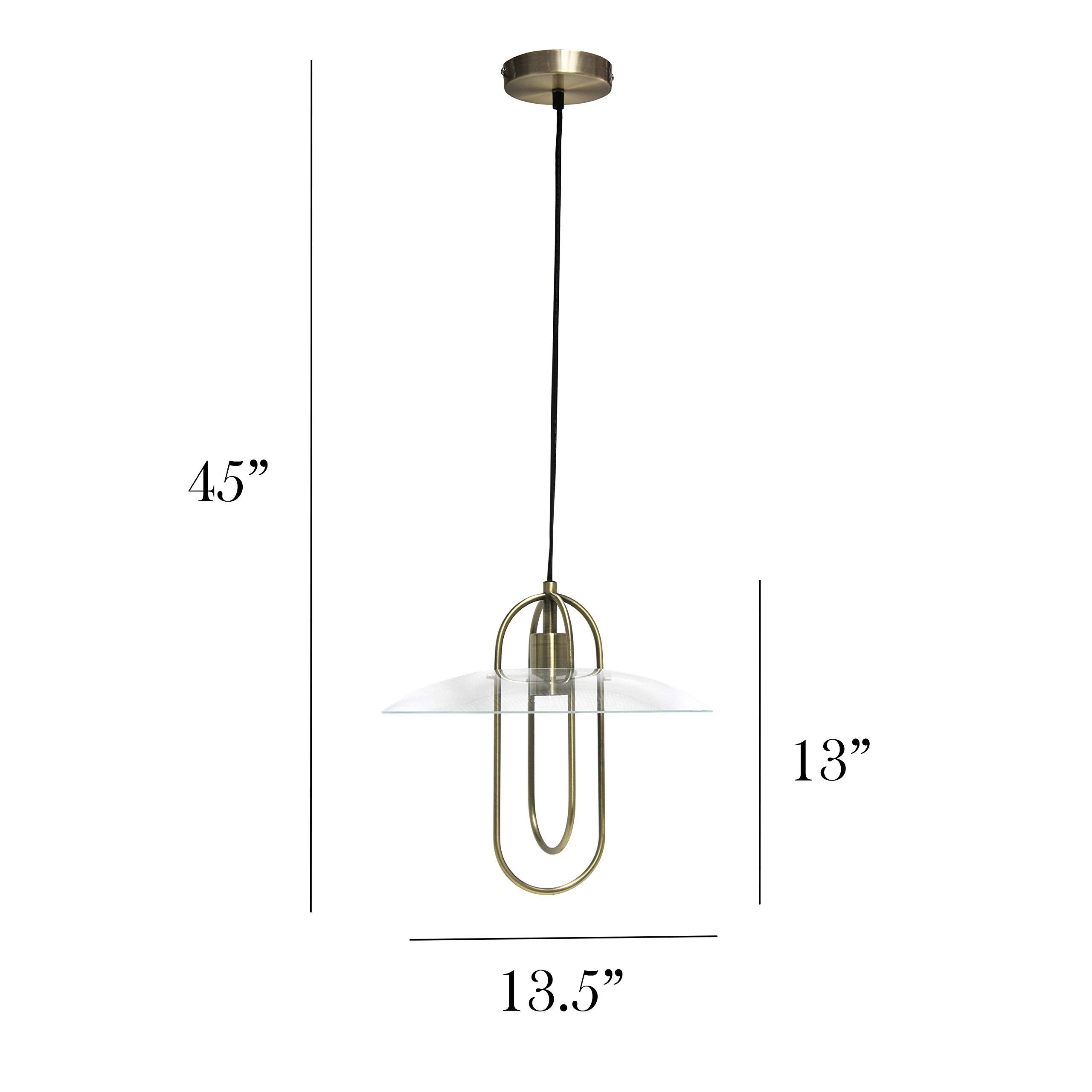 Simple Designs PT1008-ABS Modern Metal Pendant Light, Iron, Antique Brass