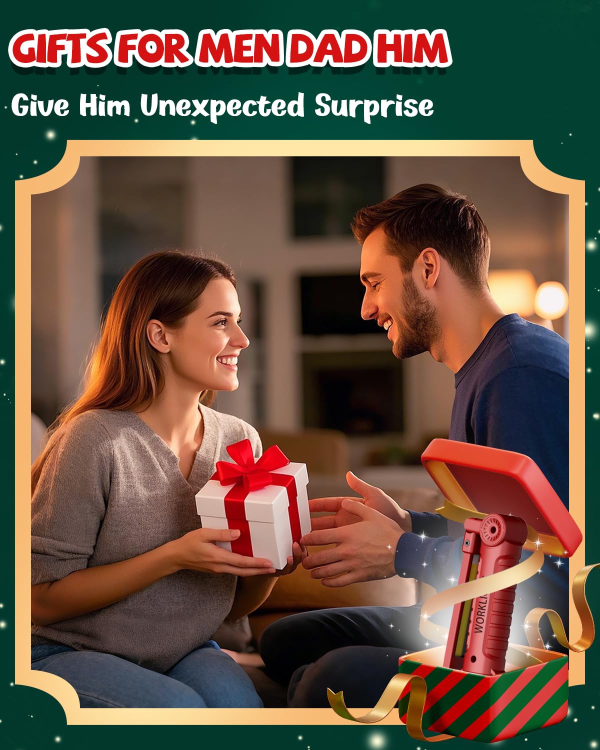 Coquimbo Tool Gifts For Men, Rechargeable Flashlight Led Work Lights Grill Light With Magnetic Base 5 Modes 360? Rotate Mens Dad