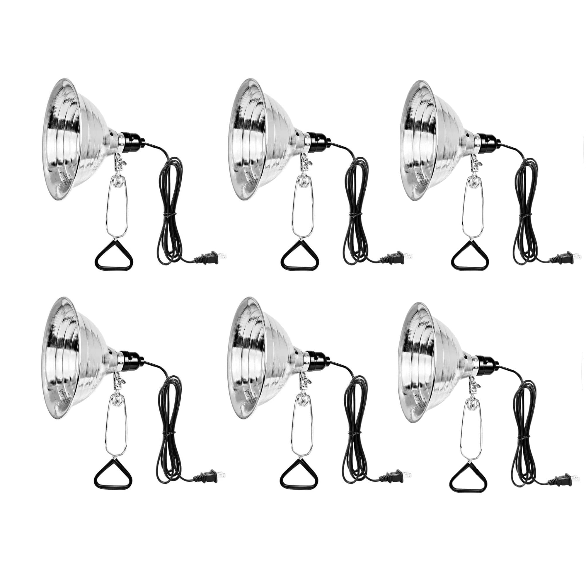 Simple Deluxe Clamp Lamp Light, 6-Pack, 8.5 Inch Aluminum Reflector, 150 Watt E26, 6 Feet Cord, Model GP-093