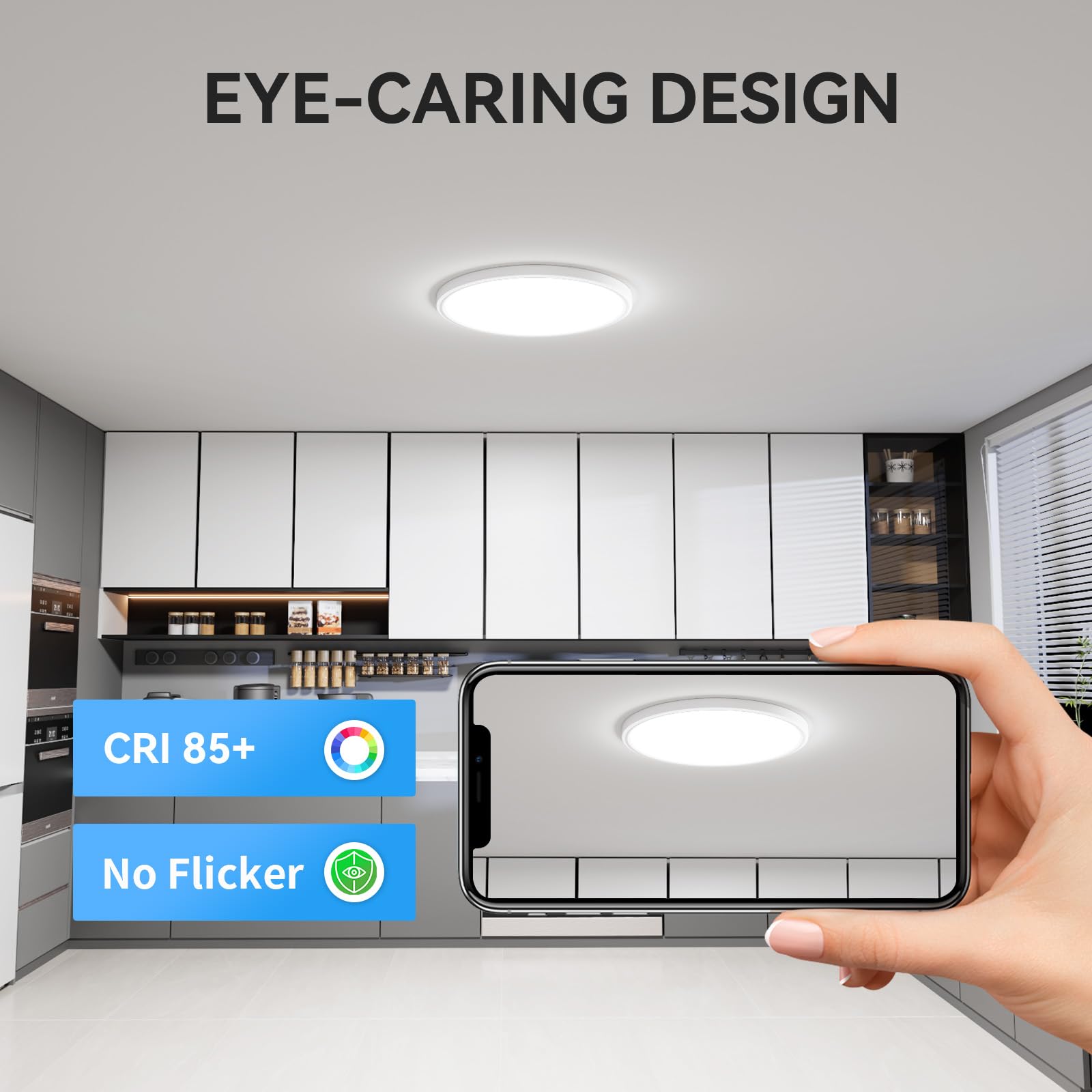 WKONCLDY LED Flush Mount Ceiling Light 3200lm 12 inch Super Slim Two Pack White Model WK-XDD-300-2P-W