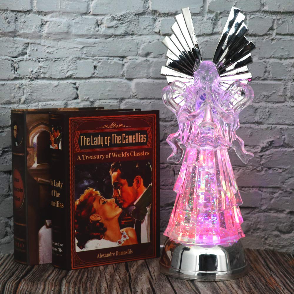 Wondise 14'' Color Changing Lighted Water Lamp With 6 Hour Timer, Battery Operated Led Angel Lights Swirling Water Glitter Chris