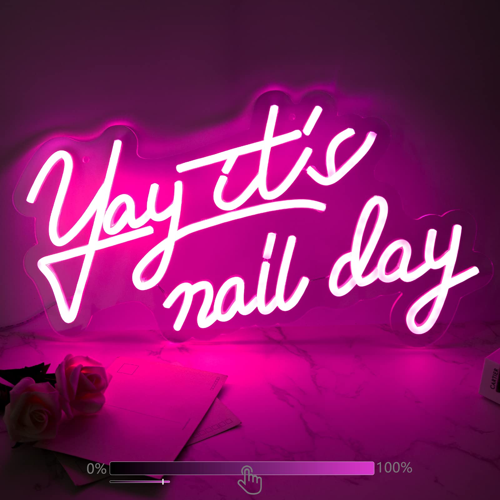 Moodlion LED Neon Sign for Wall Decor, Pink Nail Tech Decor, 16.6x10.7 IN, Model JMNH00025-NAIL, Made of Acrylonitrile Butad