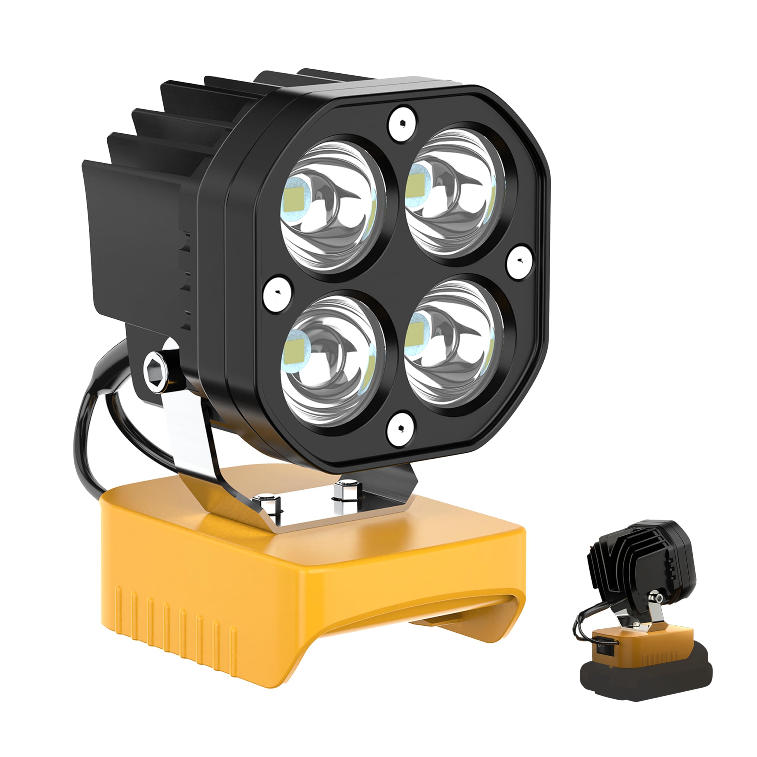Mightrench LED Work Light 40W 6000LM Adjustable 120° Portable for Camping, Fishing, Workshop - Yellow, Compatible with Dewalt 20V Battery