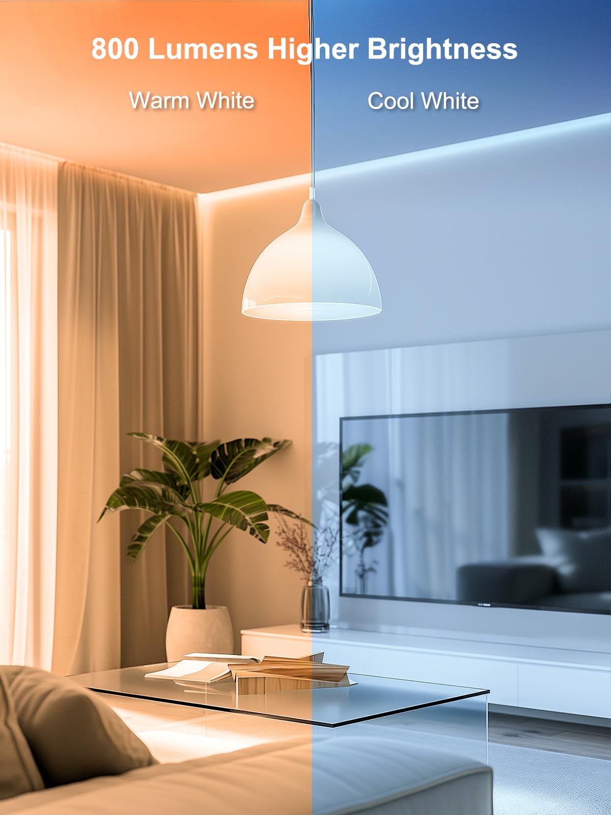 ANGELHALO Smart Light Bulbs A19 LED, Wi-Fi & Bluetooth, Color Changing, 800 Lumens, 4 Pack, Multi-Colored, Model L-LB9A4
