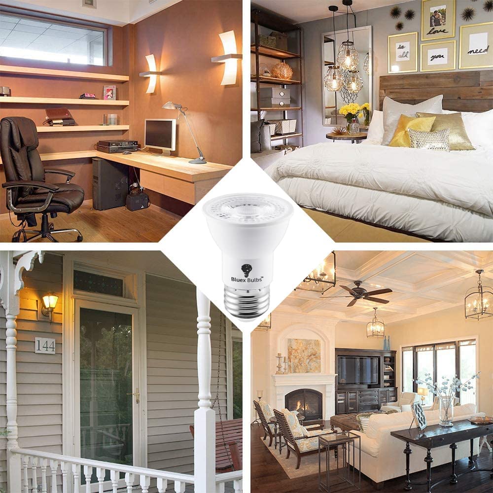 6 Pack Par16 Led Bulb Long Neck 7W 75 Watt Equivalent E26Dimmable Bright Led Track Lighting Bulbs Mini Light Bulbs, Short Light