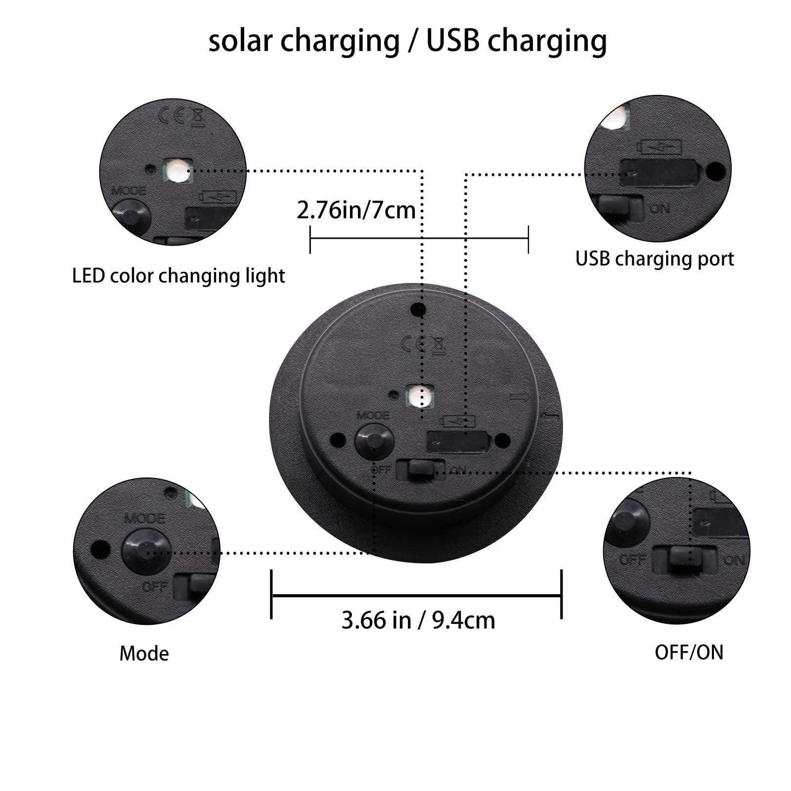 Znycye Upgraded Replacement Solar Light Parts(Top Size 3.66 In), 4 Pack 8 Colors Solar Replacement Top Parts Lantern Lids For Ga