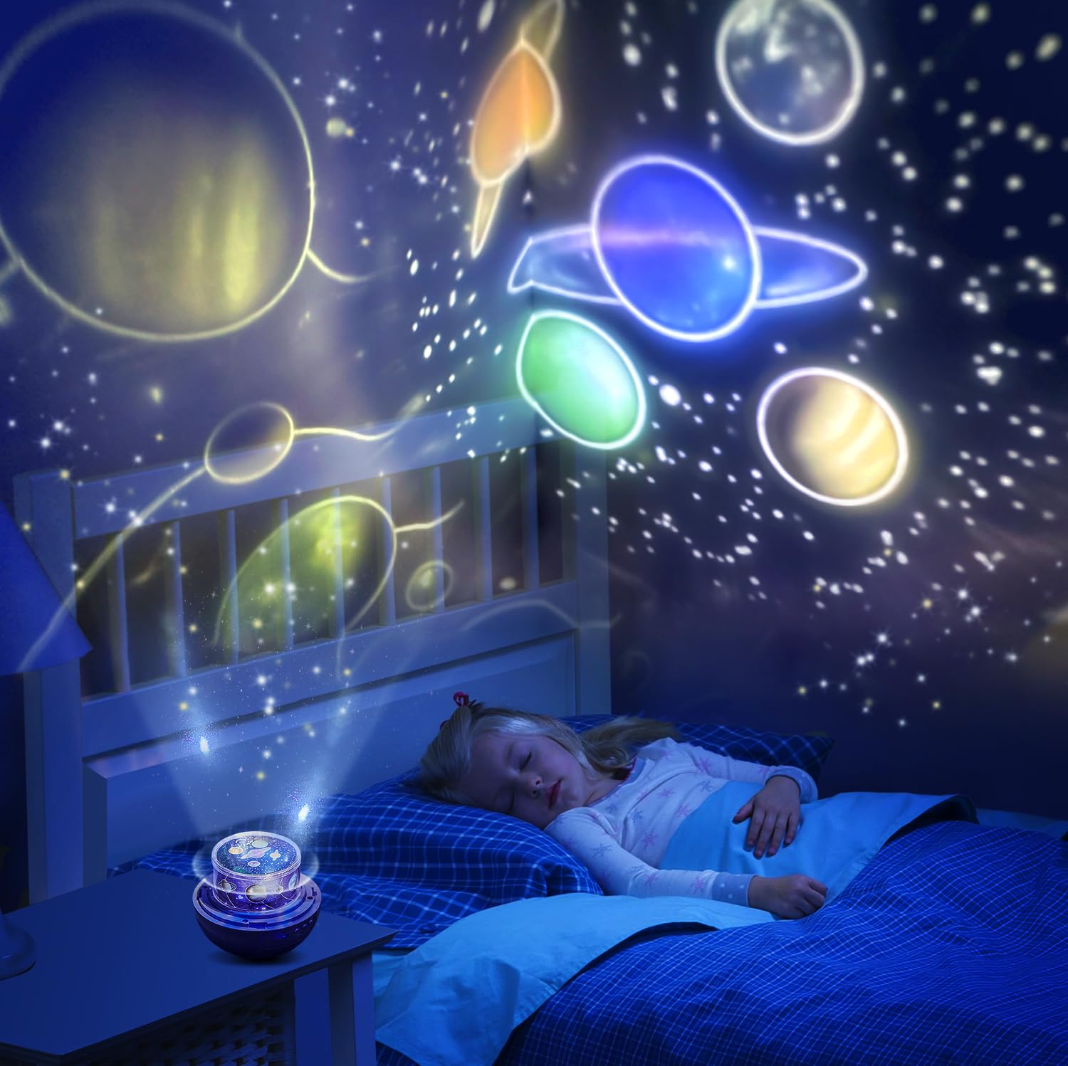 TOURACE Solar System Projector - Space Light for Kids, Blue, Model SSP001, Perfect for Bedrooms and Gifts