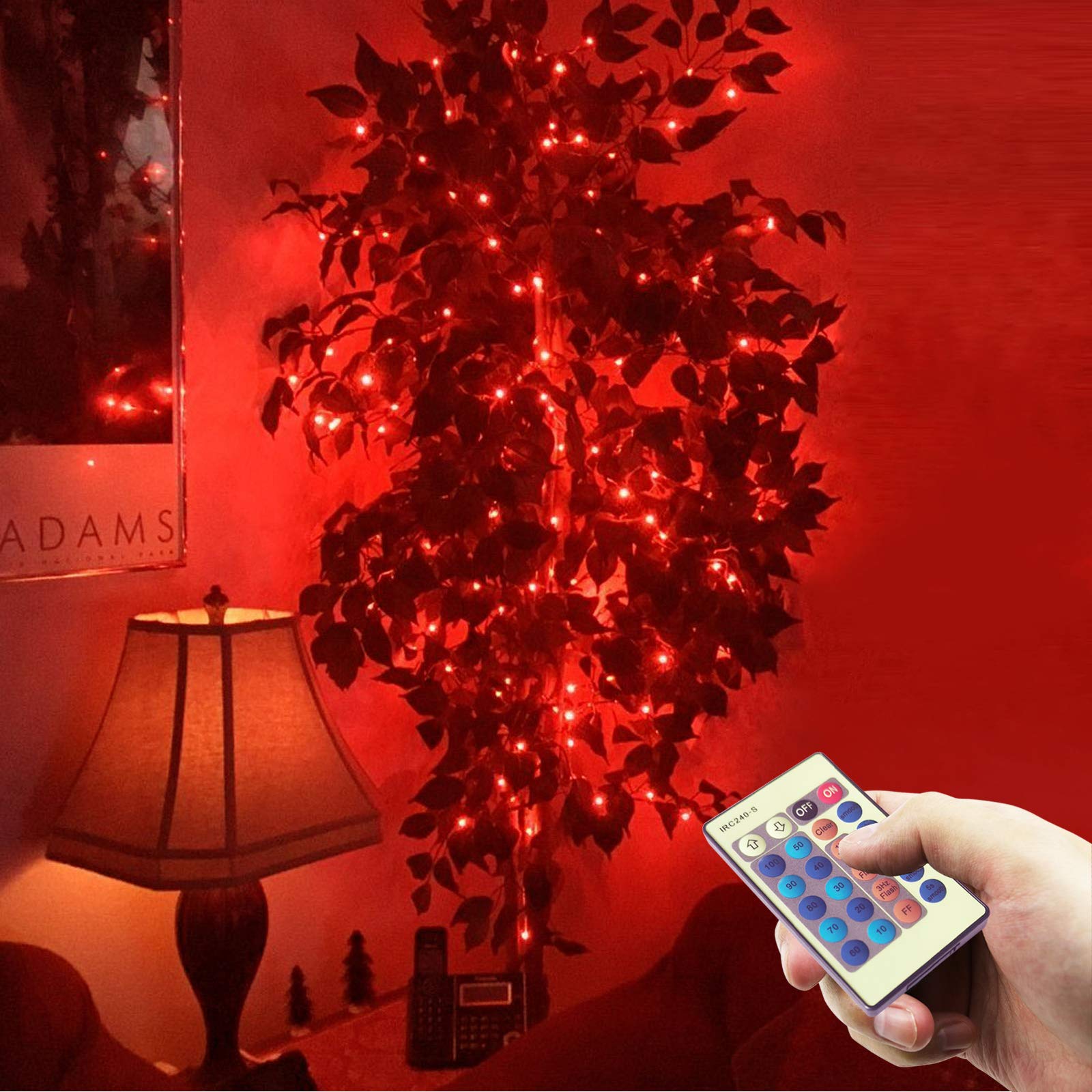 Ruichen 33Ft 100 Led Dimmable Fairy String Lights, Red Copper Wire With Remote